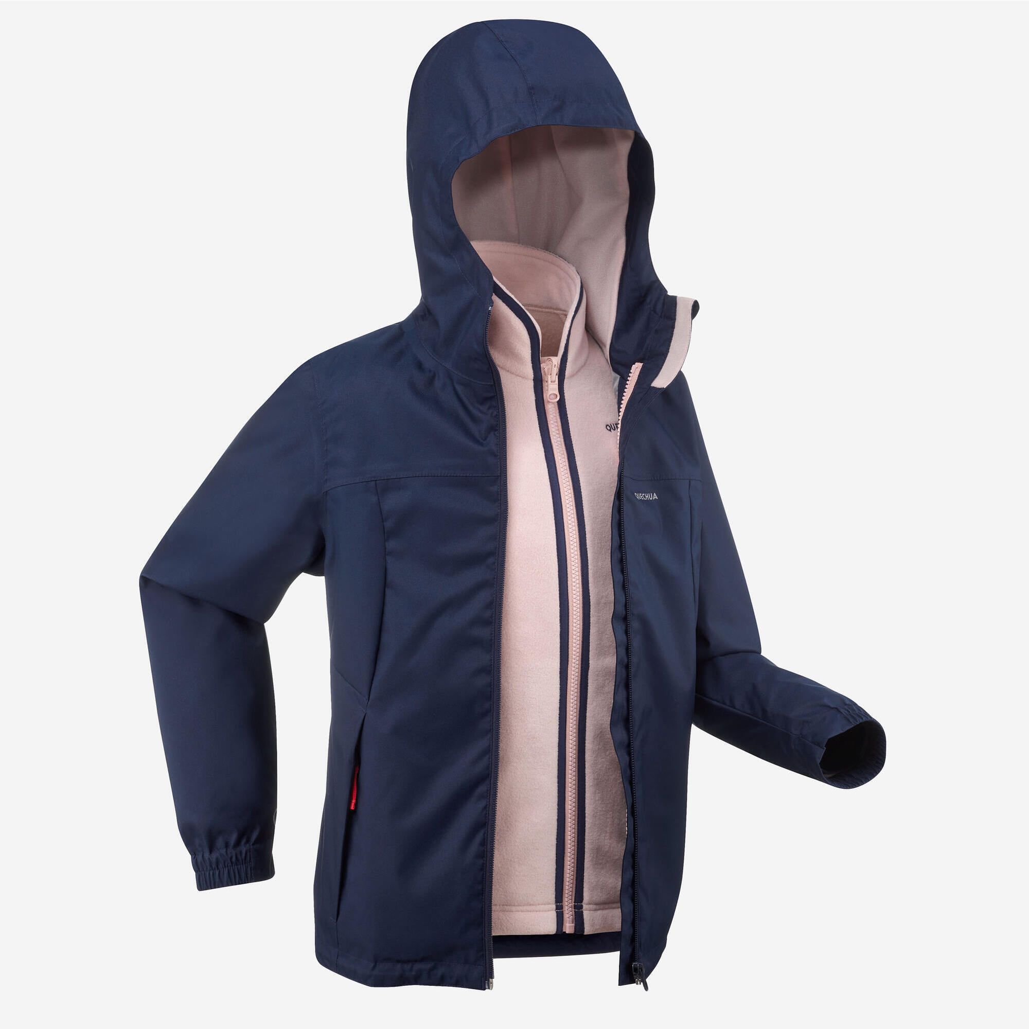 Quechua 3-in-1-Jacke Winterwandern SH100 wasserdicht warm +2 °C Kinder Gr. 122–170 blau