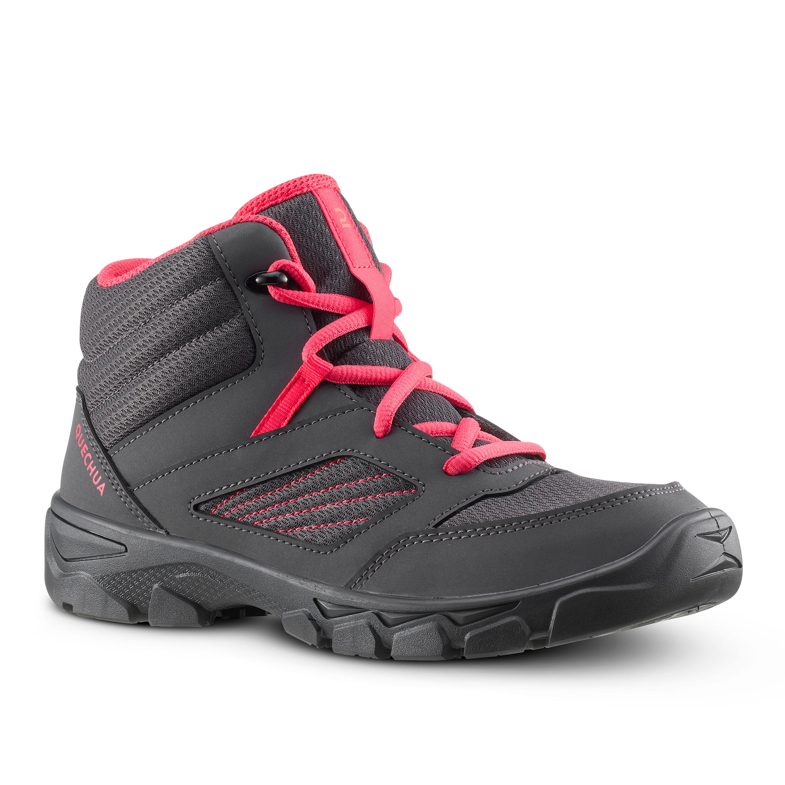 Quechua Wanderschuhe MH100 halbhoch mit Schnürung Kinder Gr. 35–38 dunkelgrau