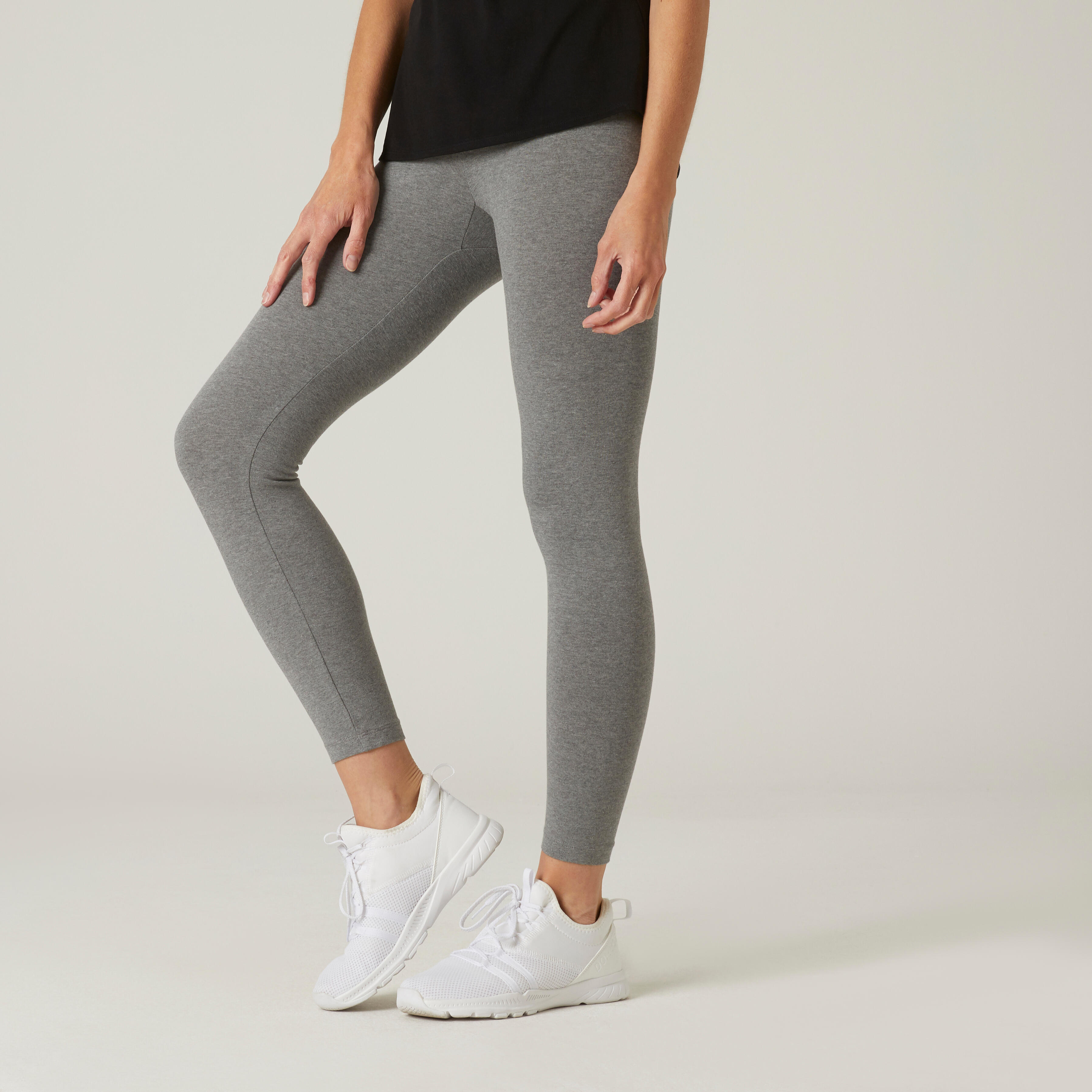Domyos Leggings 7/8 Fitness Baumwolle kurz Fit+ Damen schwarz