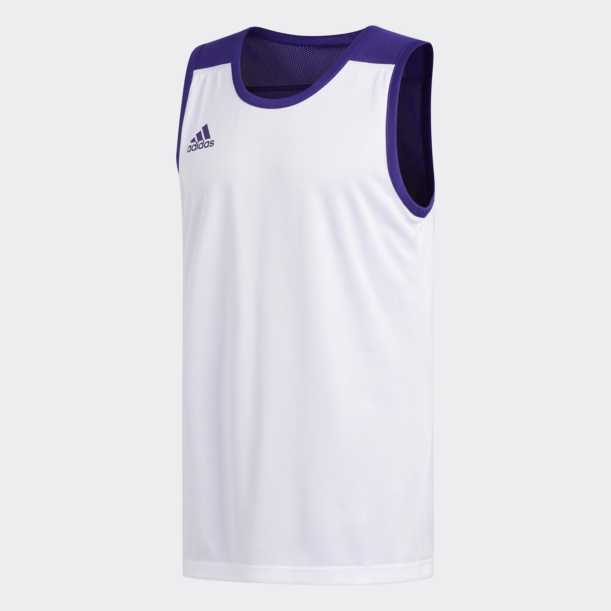 Adidas Basketballtrikot ärmellos wendbar Adidas violett/weiss