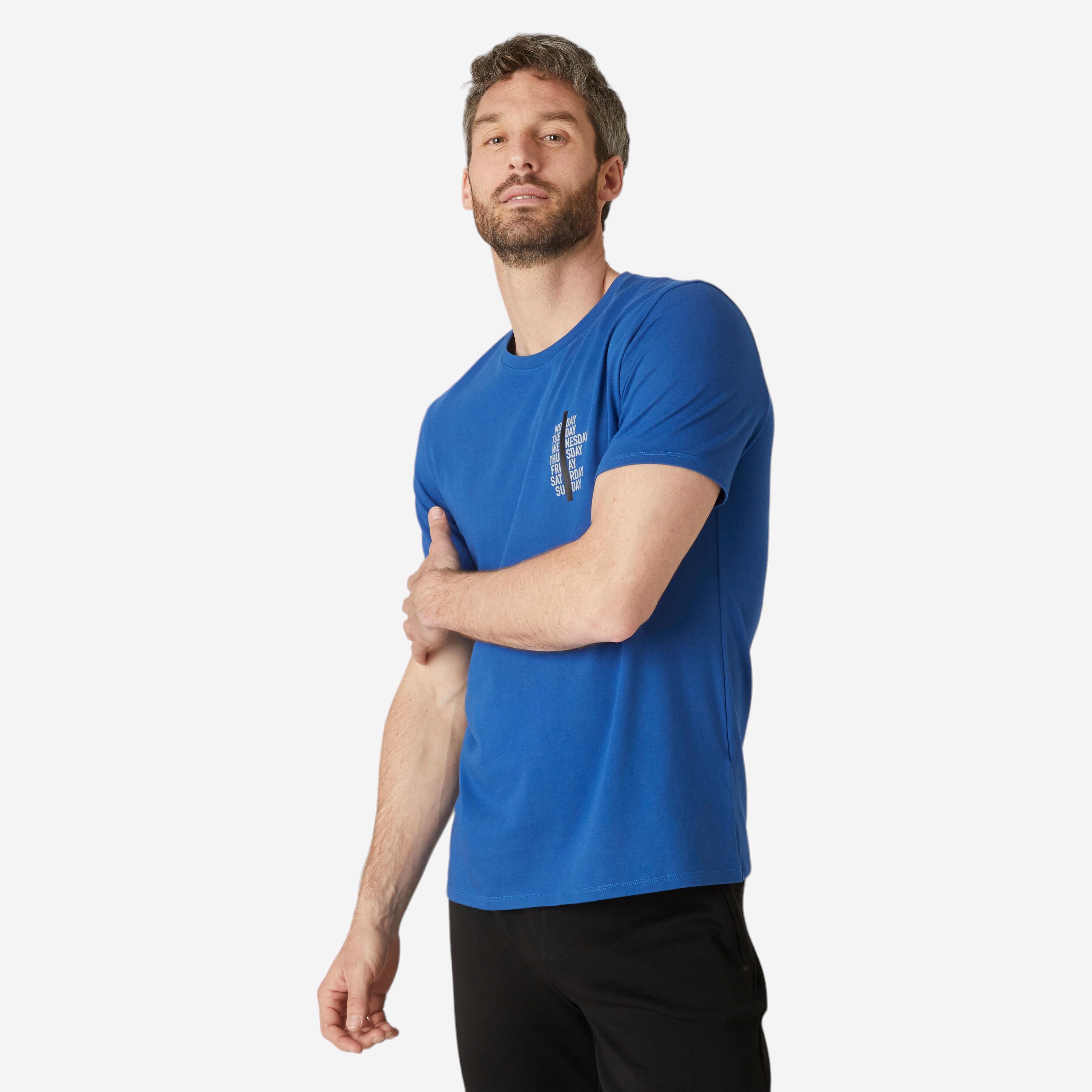 Domyos T-Shirt Fitness Baumwolle dehnbar Herren gelb