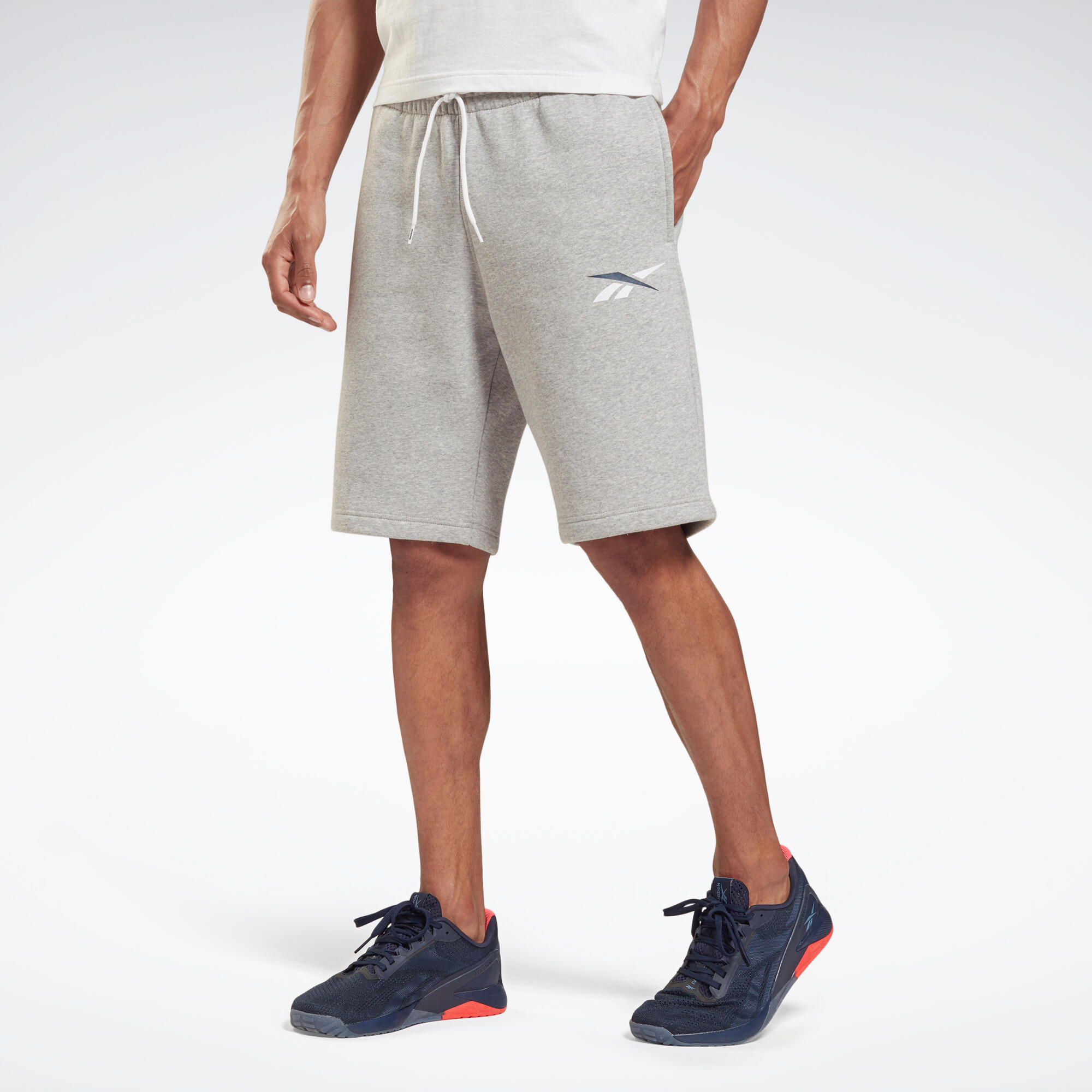 Reebok Shorts Fitness Baumwolle gerade mit Tasche Herren grau