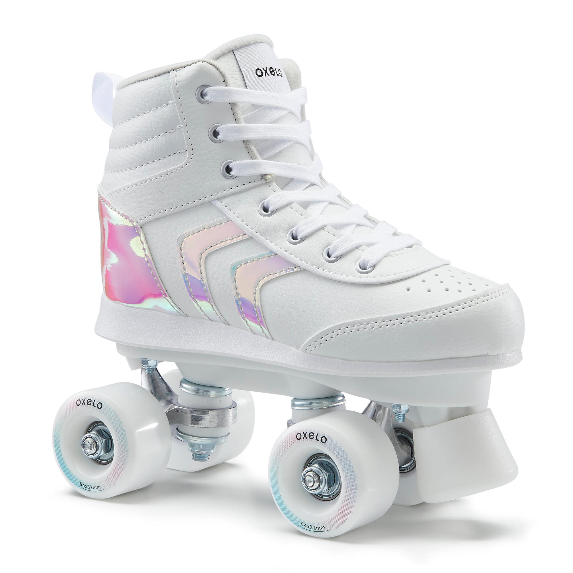 Oxelo Rollschuhe Quad 100 Memphis Kinder holographisch weiss
