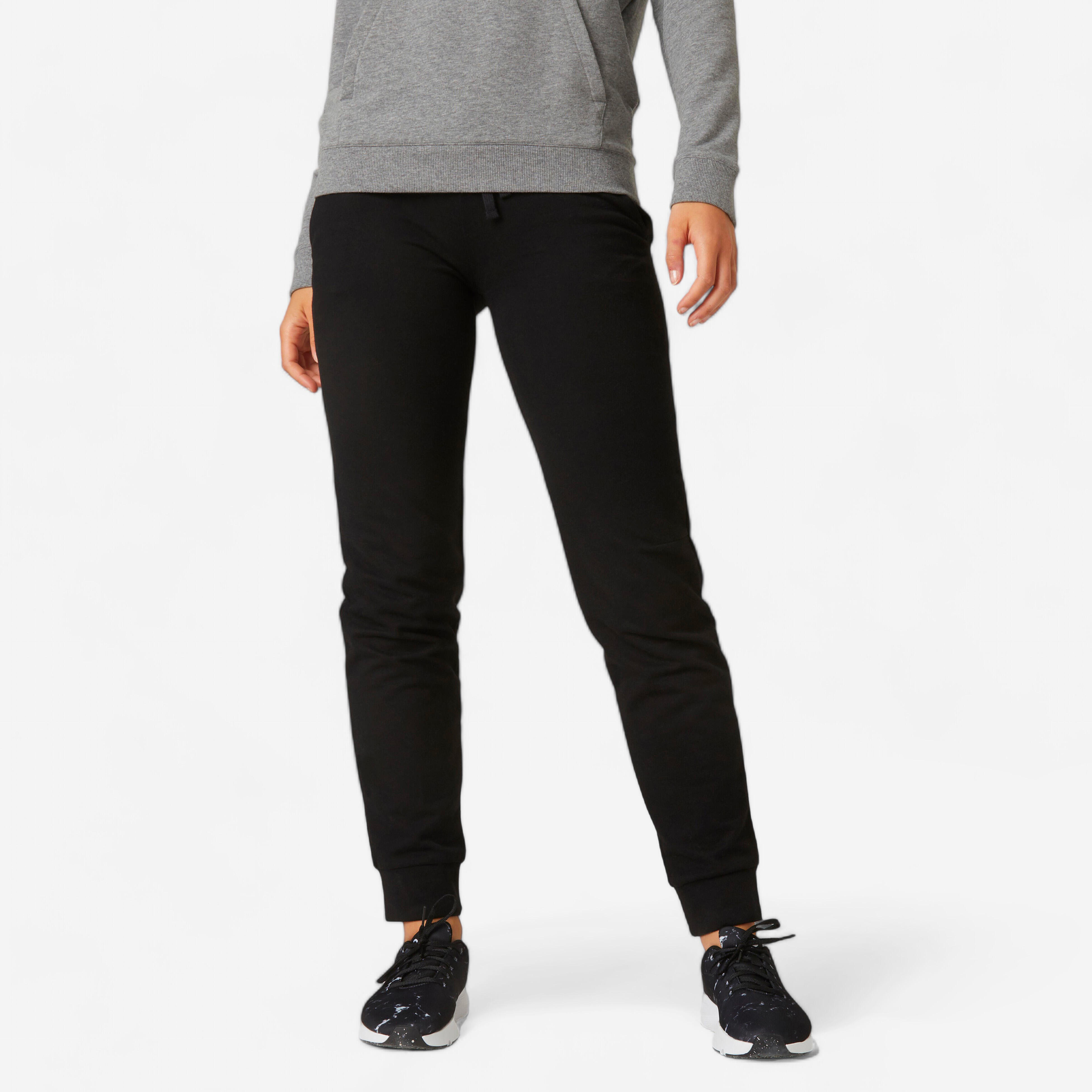 Domyos Jogginghose Fitness Regular 500 mit Tasche Damen - schwarz