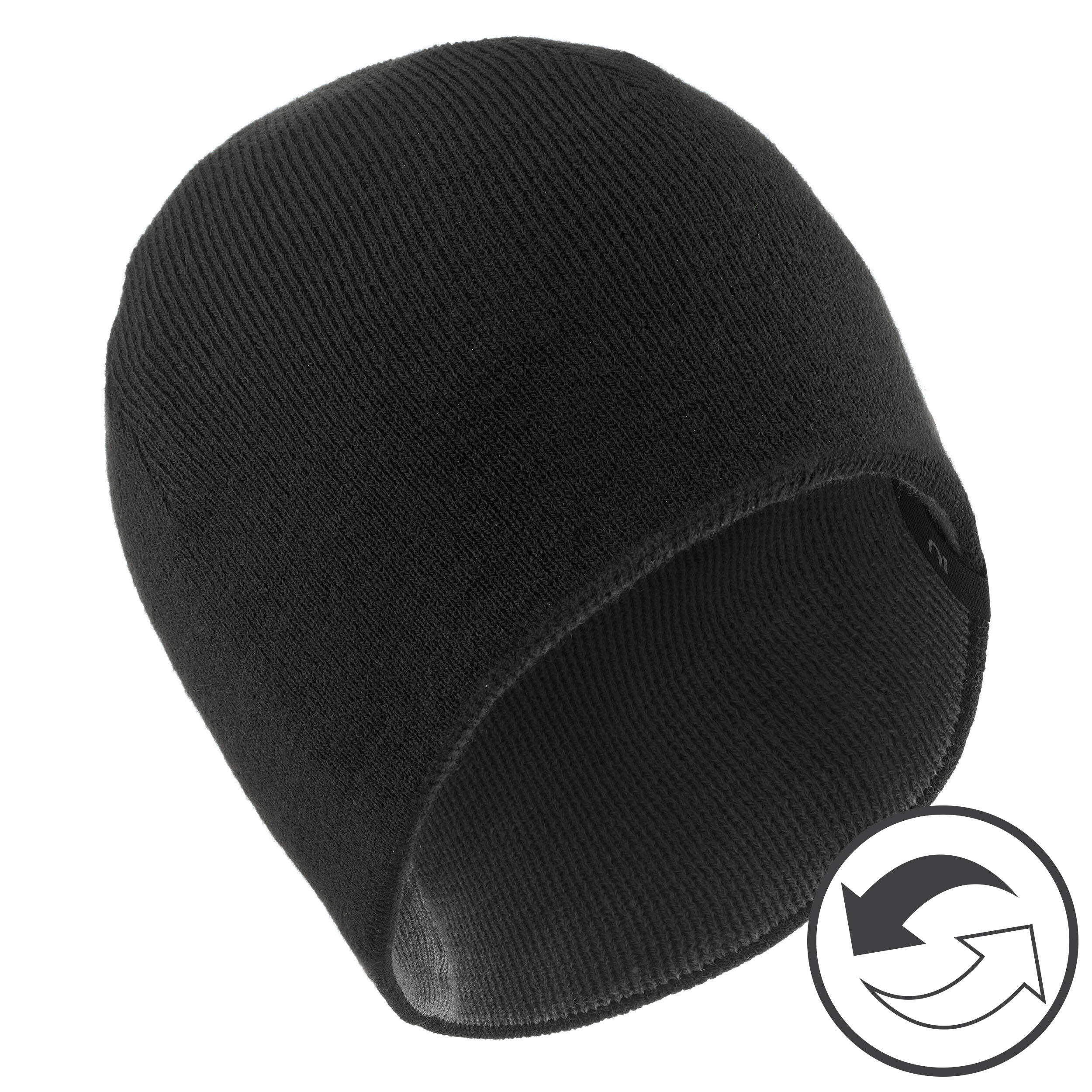Wedze Skimütze Reverse Kinder schwarz/grau