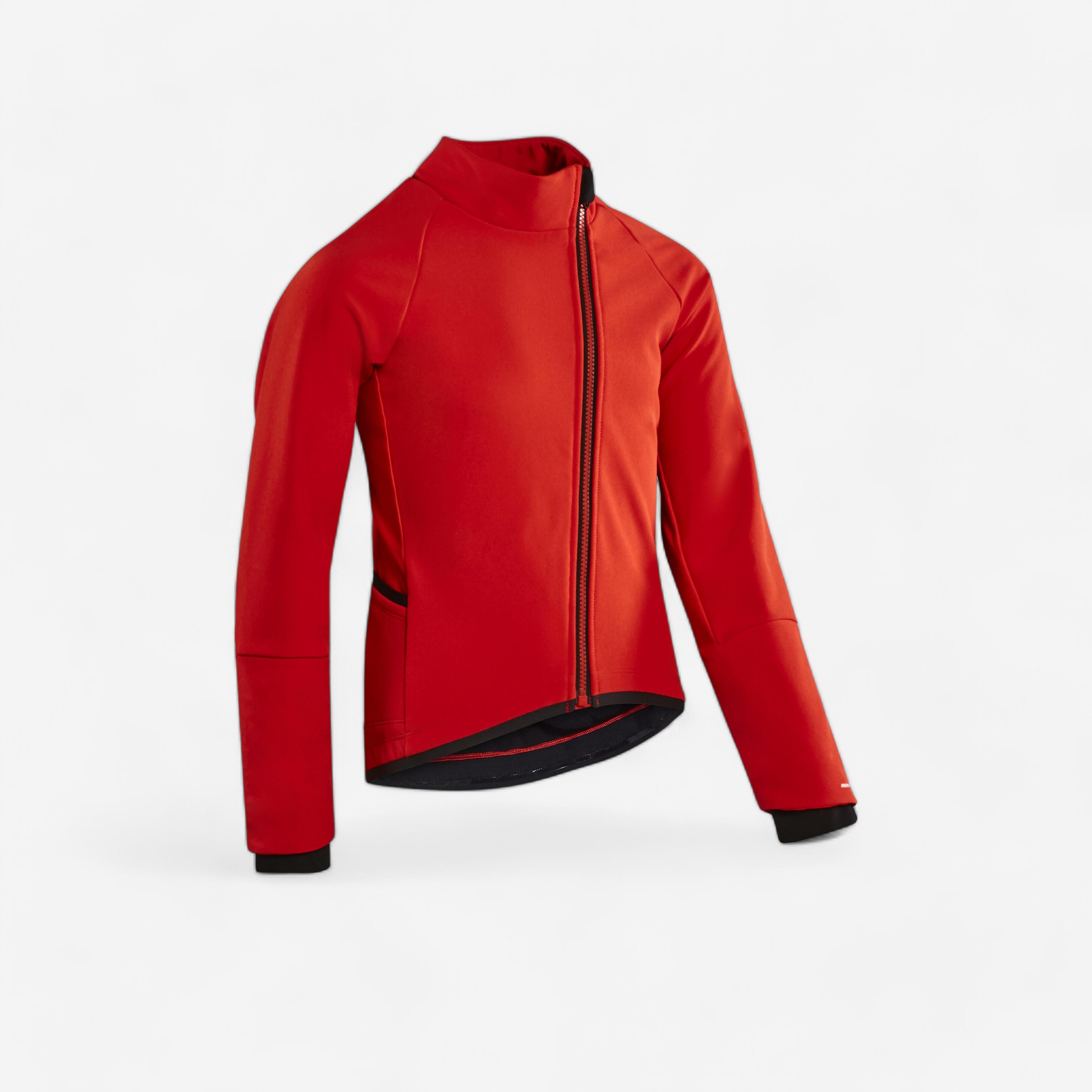 Btwin Fahrradjacke 900 Kinder schwarz/rot