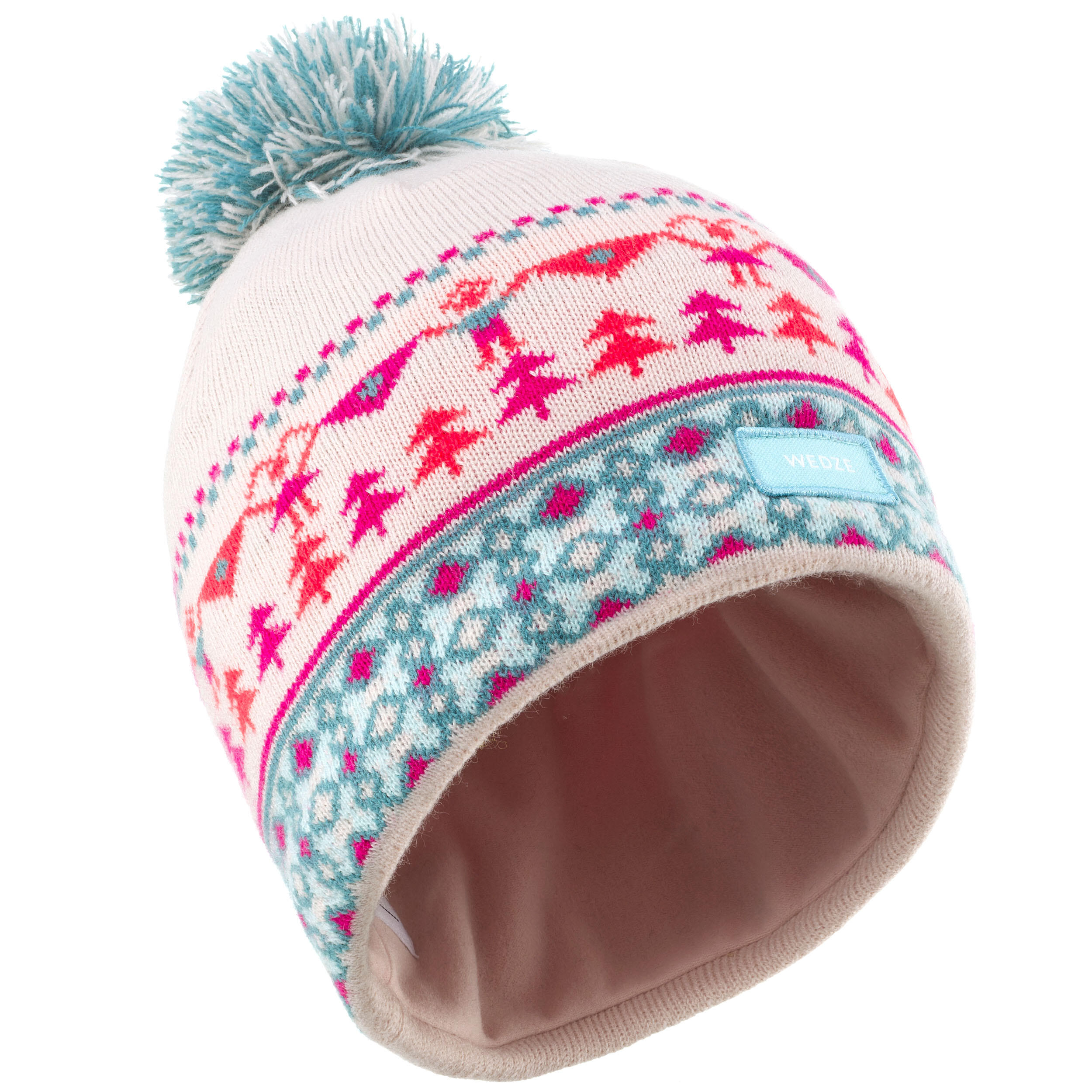Wedze Skimütze Jacquard Kinder marineblau