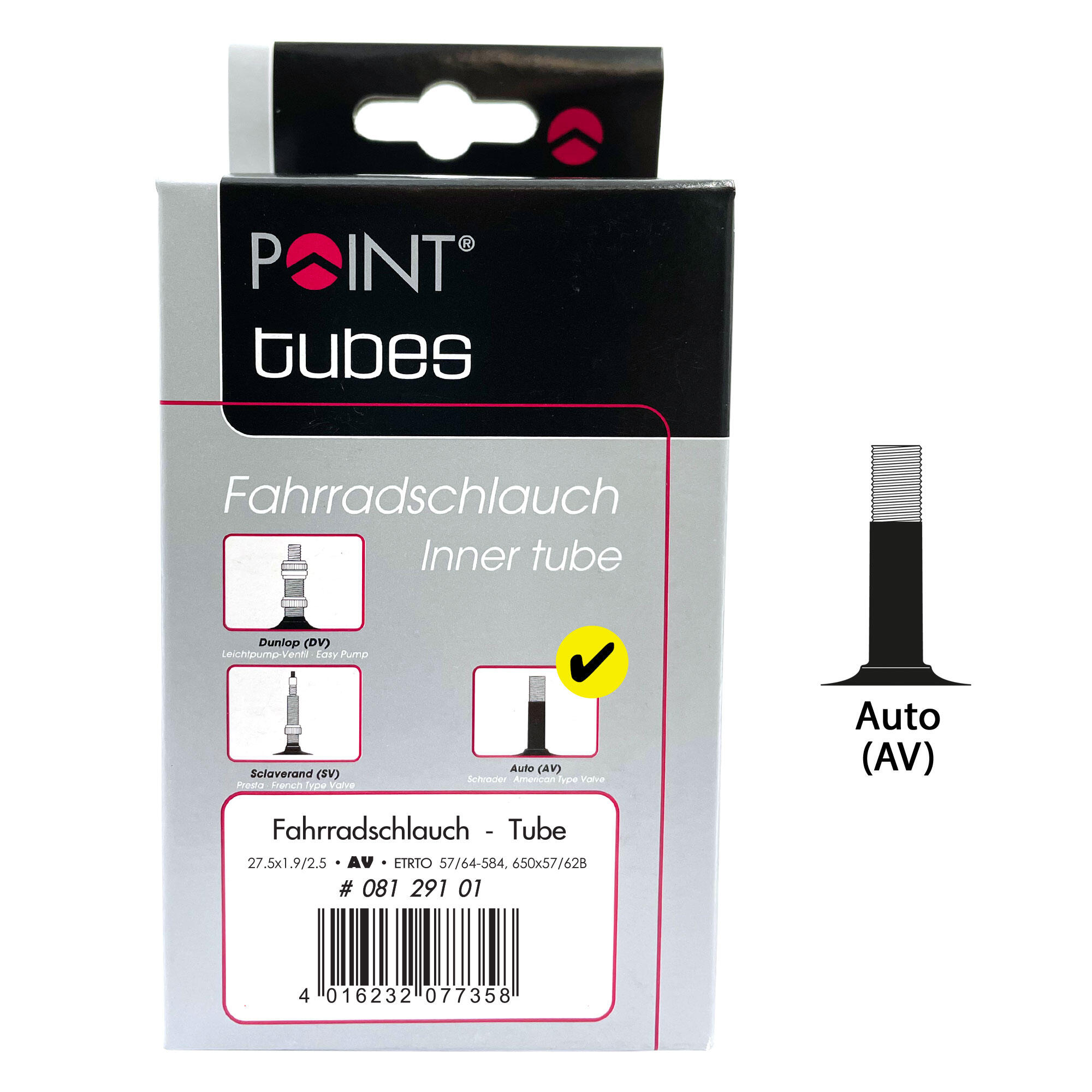 Point Fahrradschlauch Point 27,5 x 1,9/2,5 Schrader 40 mm