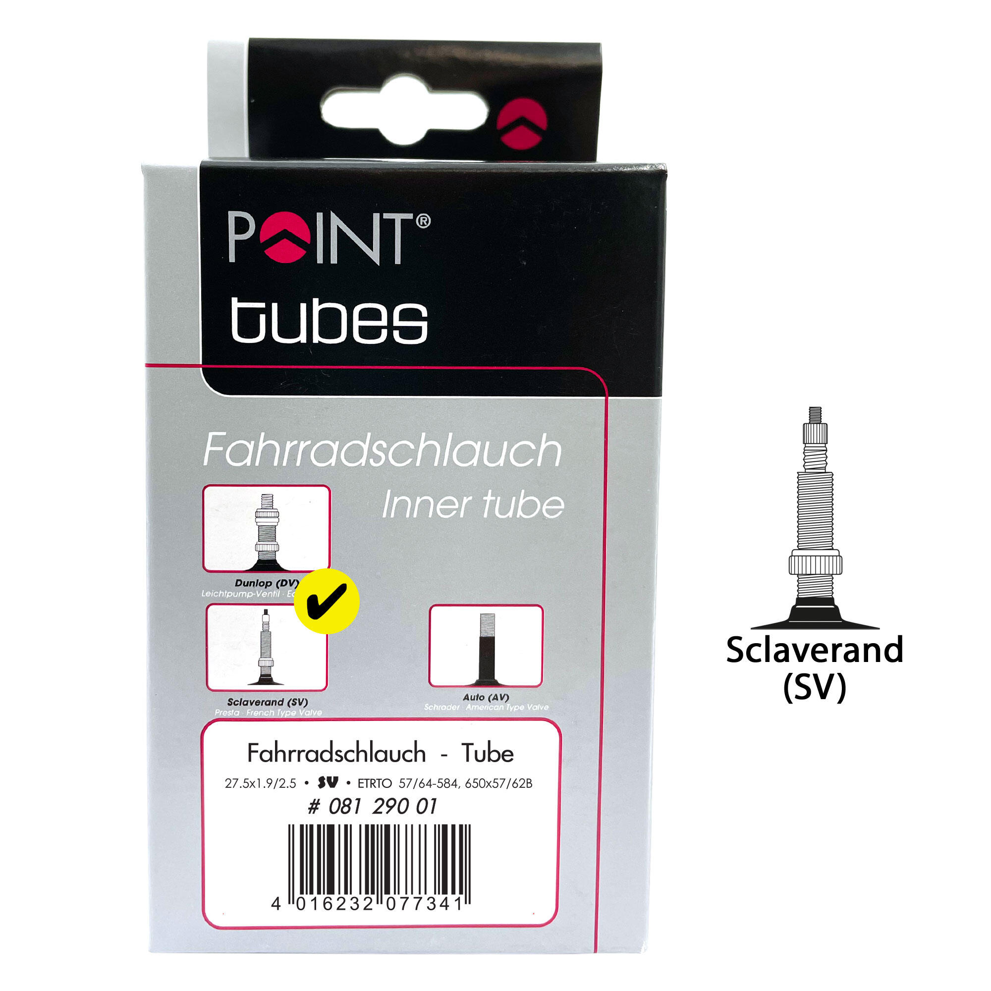 Point Fahrradschlauch Point 27,5 x 1,9/2,5 Presta 33 mm