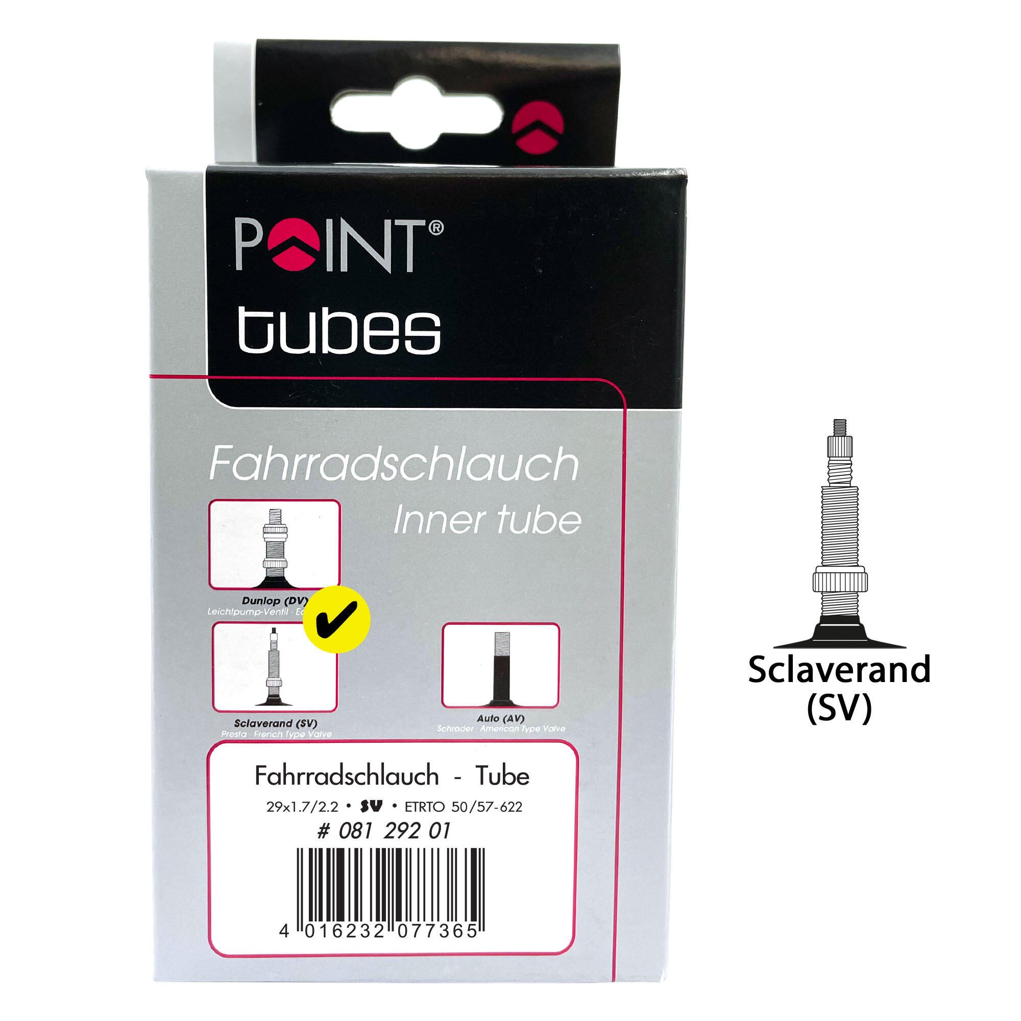 Point Fahrradschlauch Point 29 x 1,9/2,125 Presta 33 mm