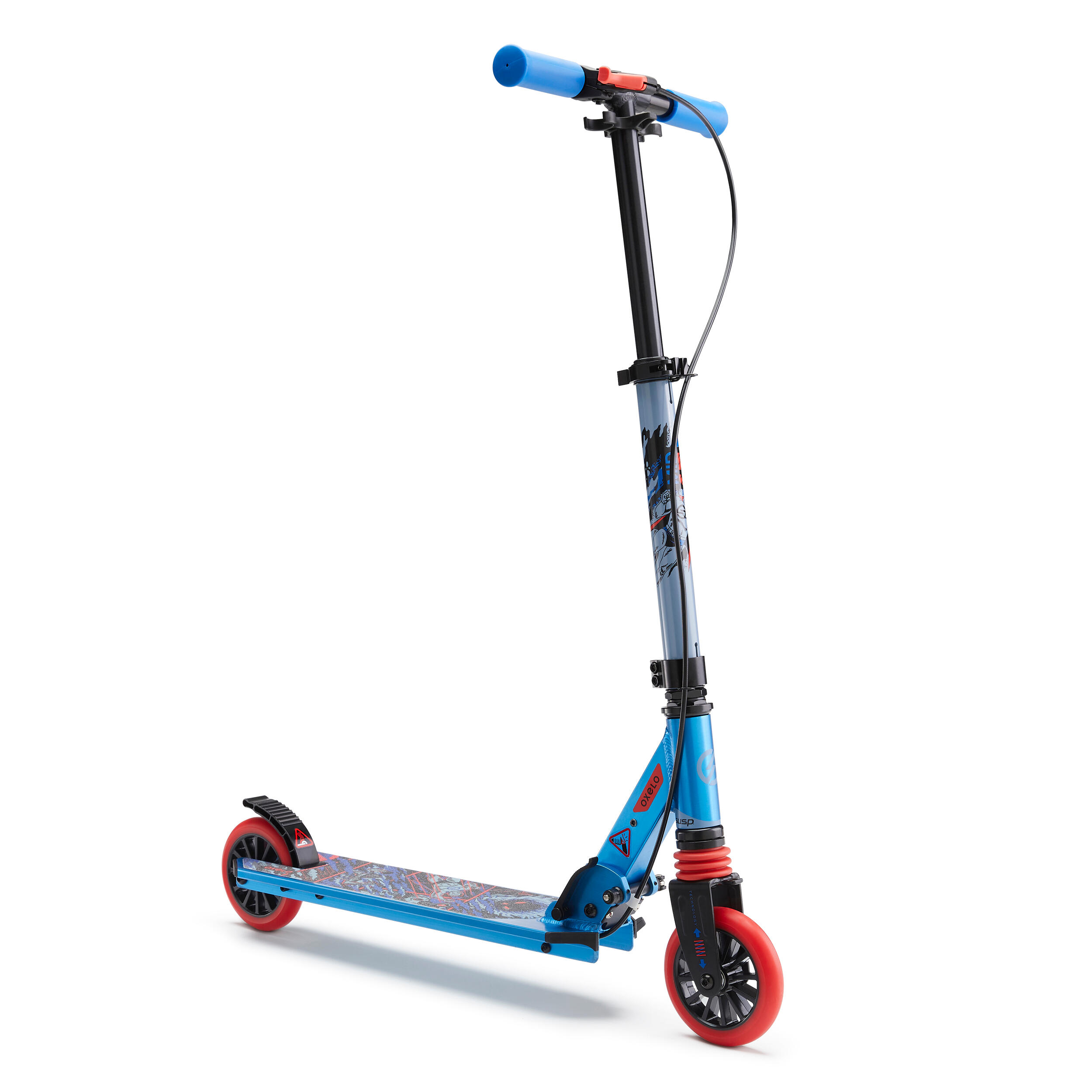 Oxelo Kinder-Roller Scooter MID 5 mit Federung und Lenkerbremse mit Indianermotiv