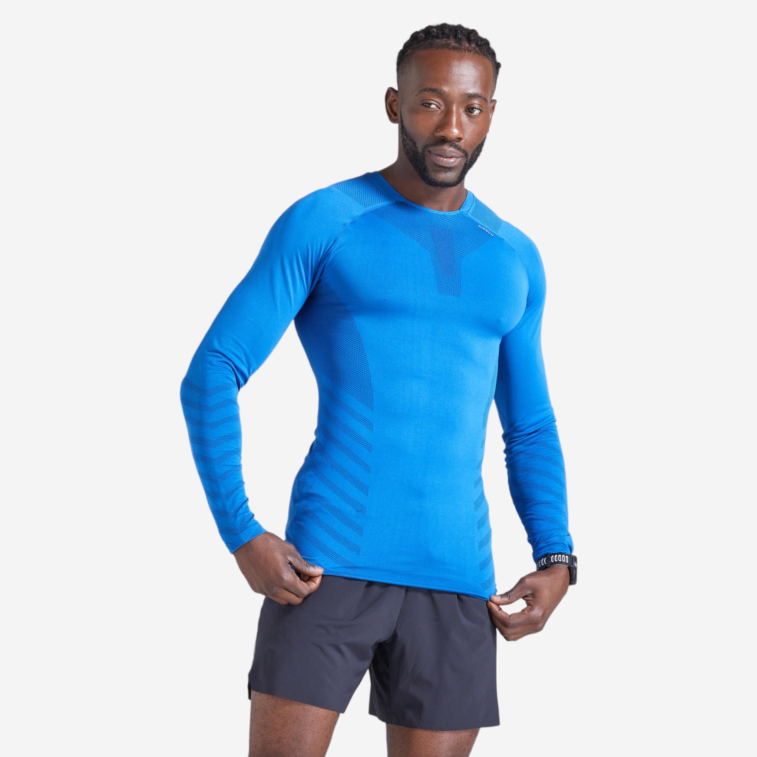 Kiprun Laufshirt langarm atmungsaktiv Winter Kiprun Skincare Herren grau