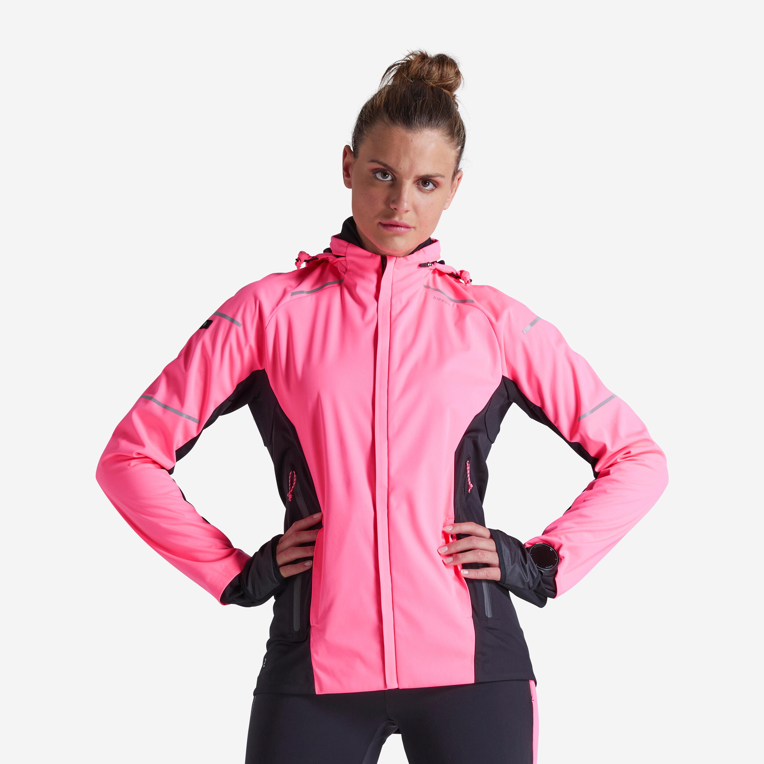 Kiprun Laufjacke wasserabweisend winddicht Winter Kiprun Warm Regul Damen schwarz