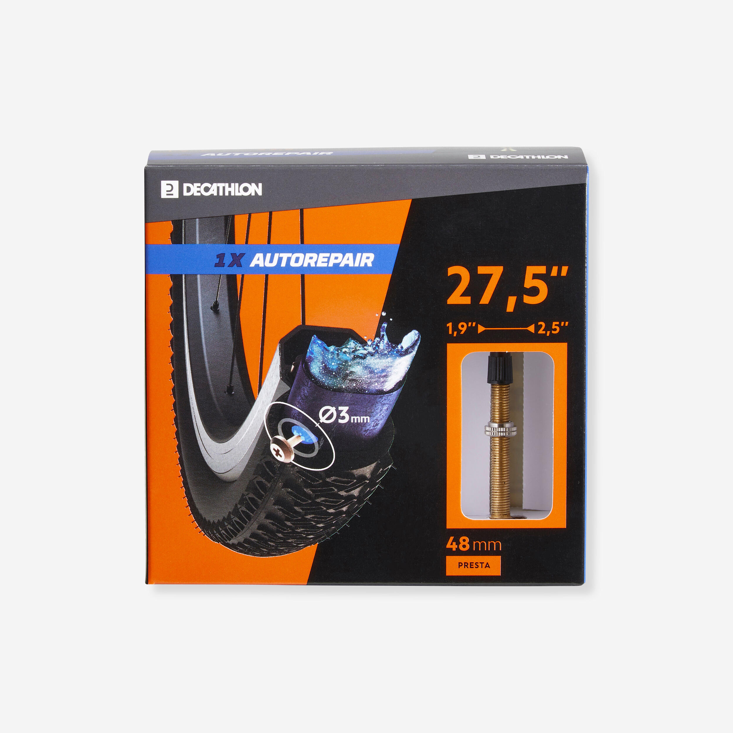 Decathlon Fahrrad-Schlauch 27,5x1,90/2,50 selbstreparierend Presta 48 mm