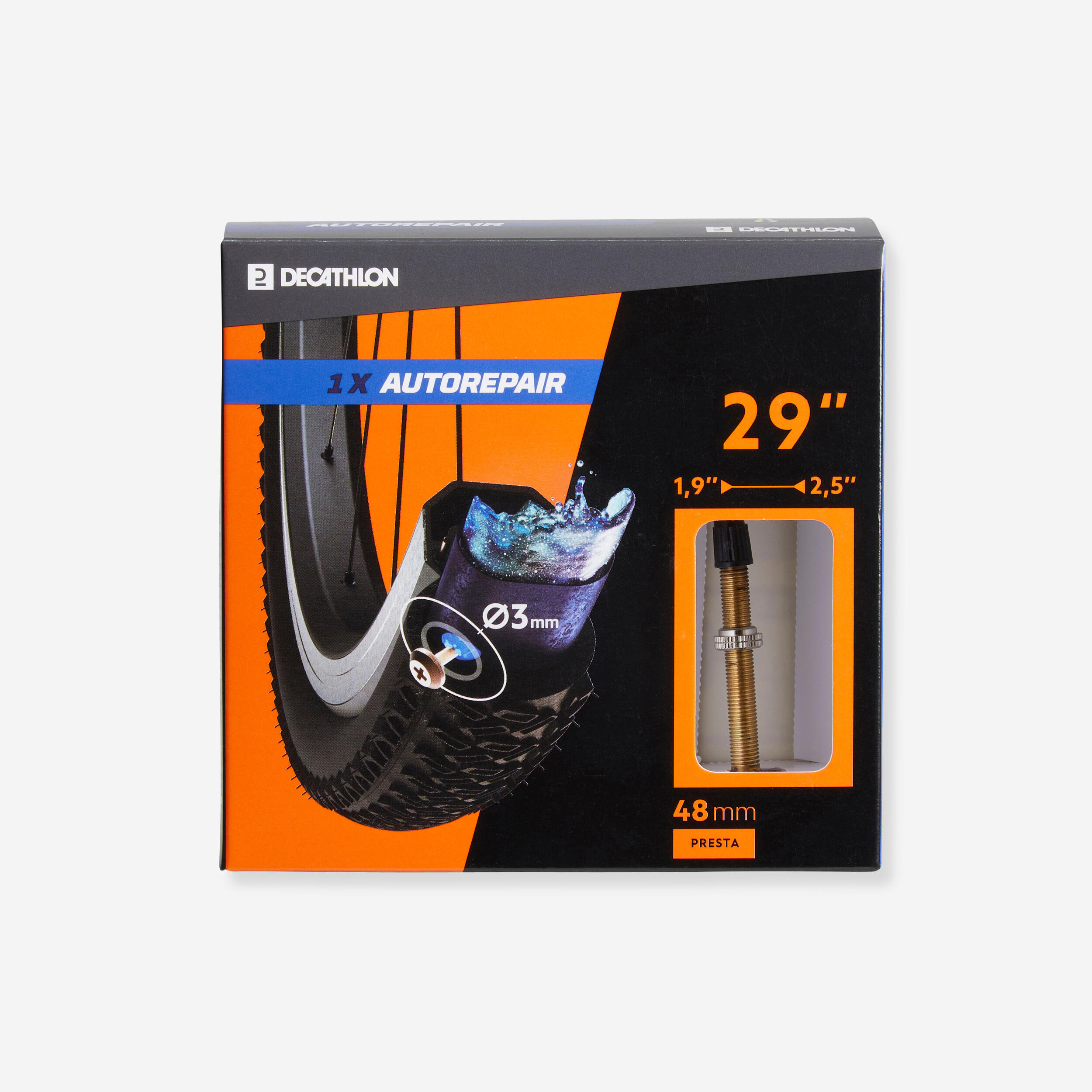 Decathlon Fahrradschlauch 29 × 1,9/2,5 selbstreparierend französisches Ventil 48 mm