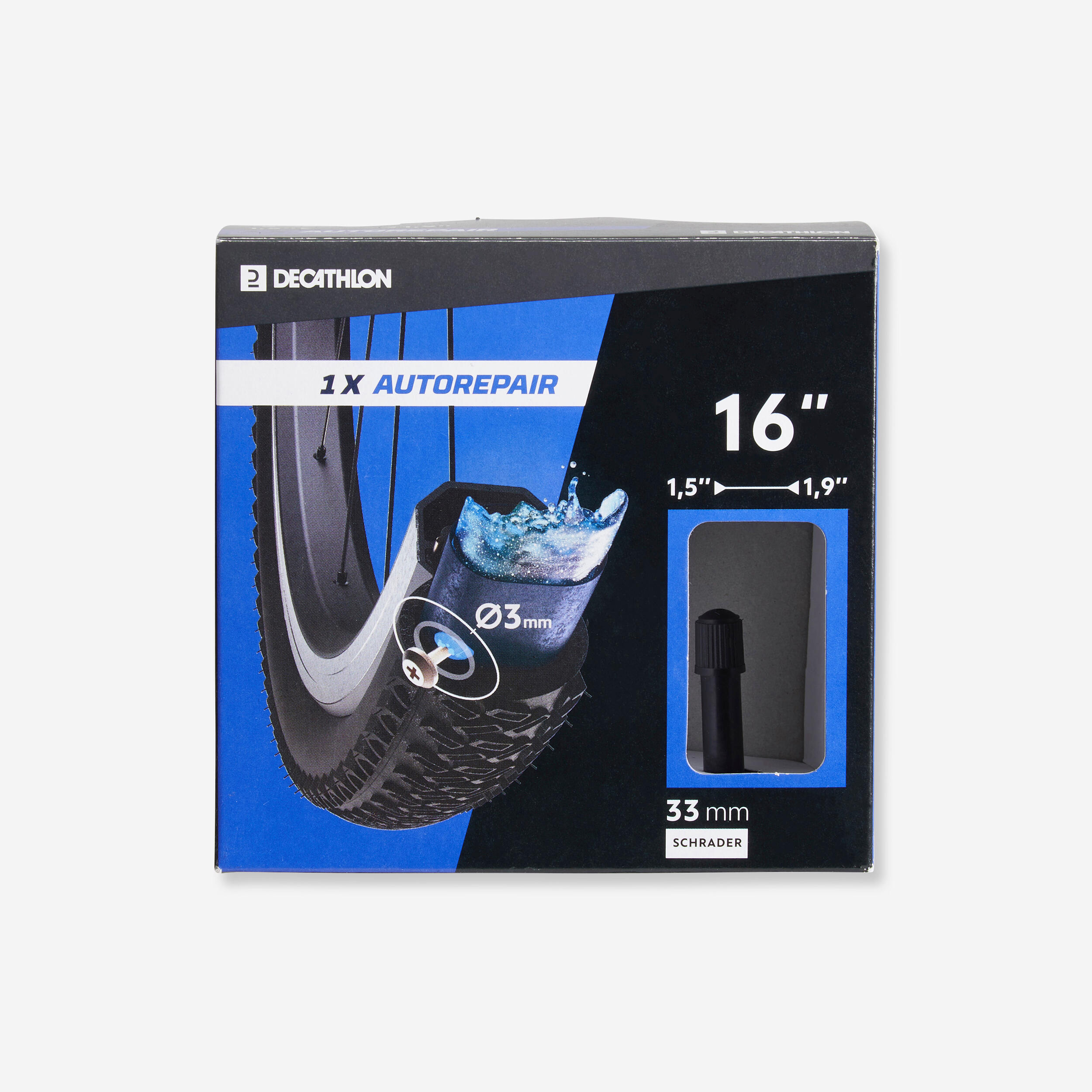 Decathlon Fahrradschlauch 16 × 1,5/1,9 selbstreparierend Schrader