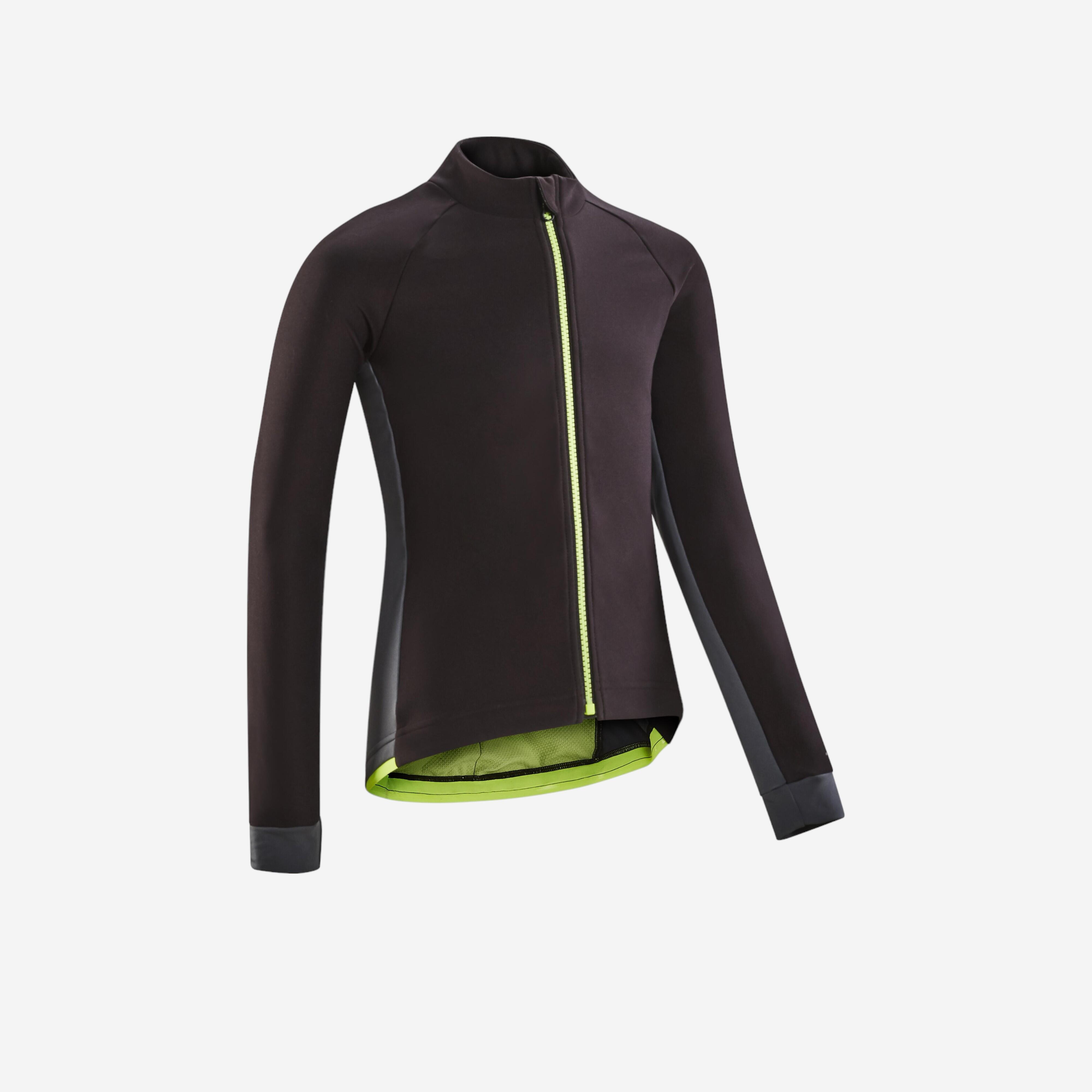 Btwin Fahrradjacke 500 Kinder schwarz/gelb
