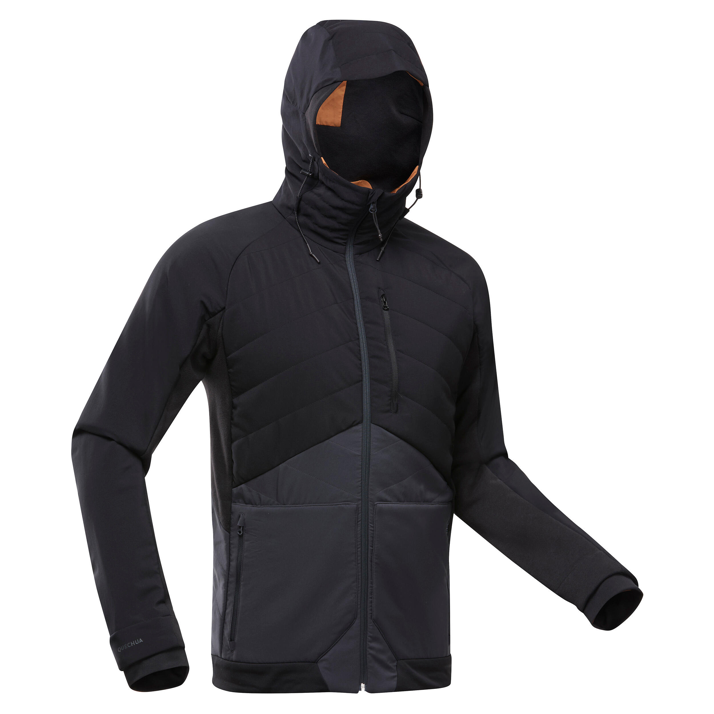 Quechua Hybridjacke Naturwandern NH500 Sweatjacke mit Kapuze Herren khaki