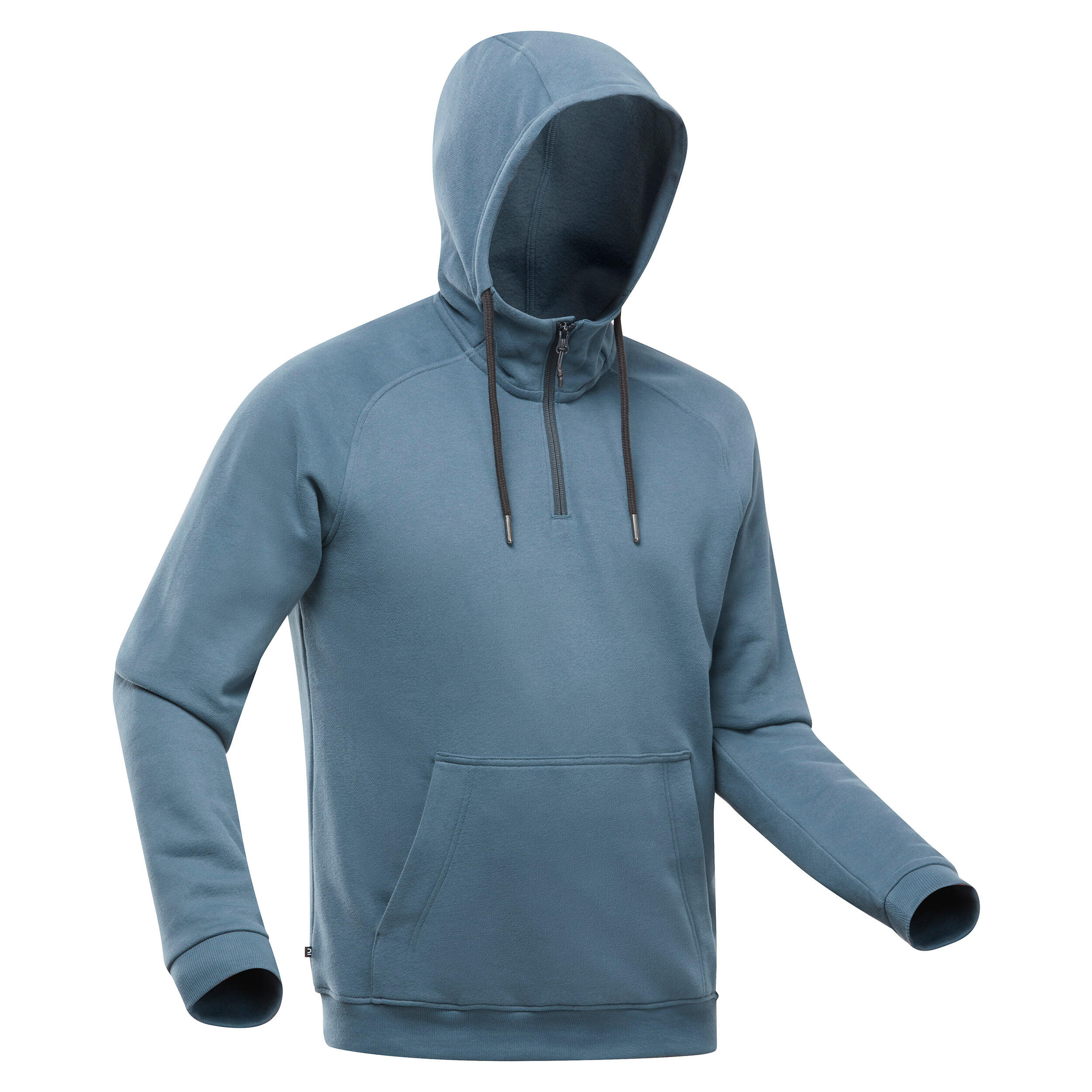 Quechua Sweatshirt Naturwandern NH150 mit Kapuze kurzer Reißverschluss Herren hellgrau