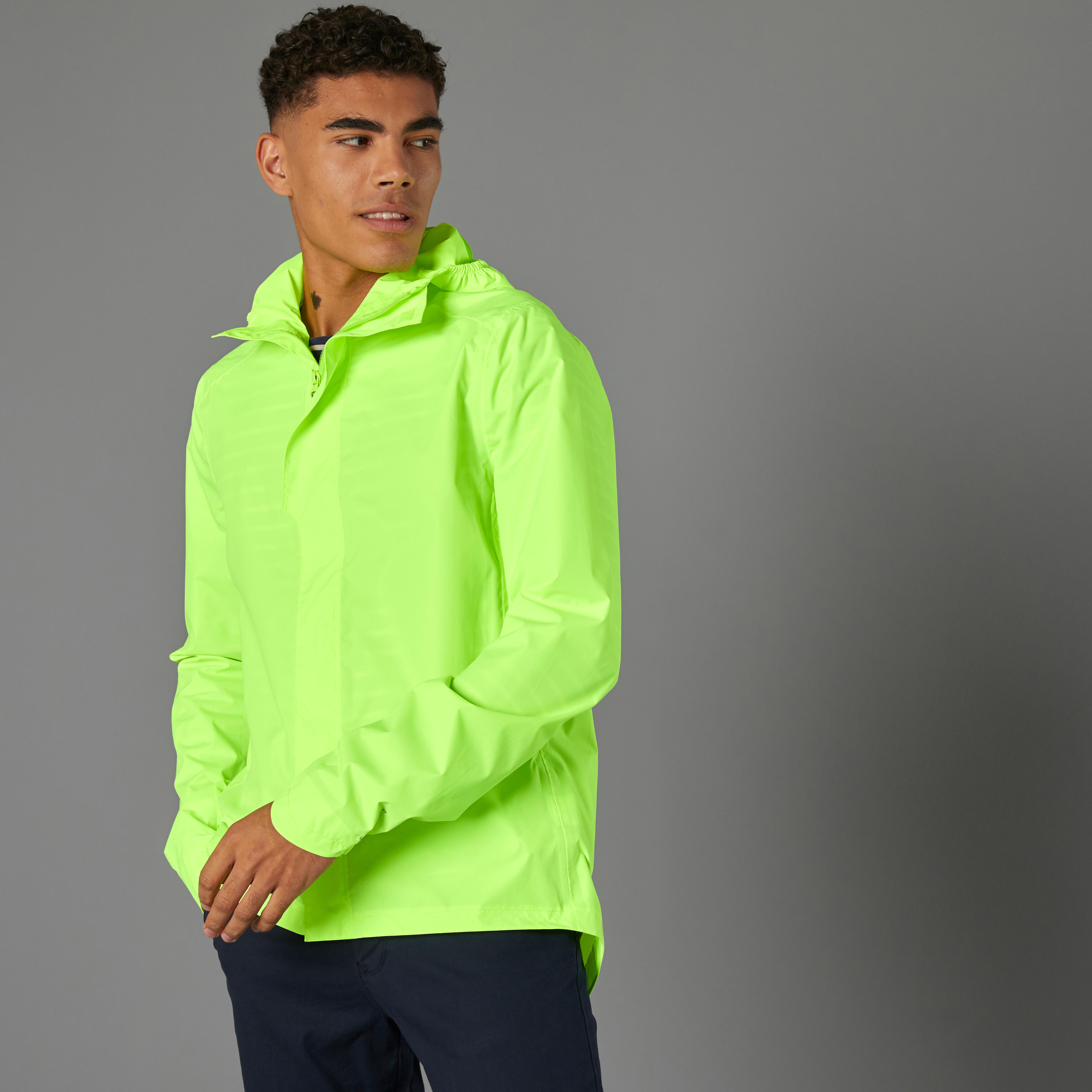 Btwin Fahrrad Regenjacke City 120 Herren Sichtbarkeit PSA-zertifiziert neongelb