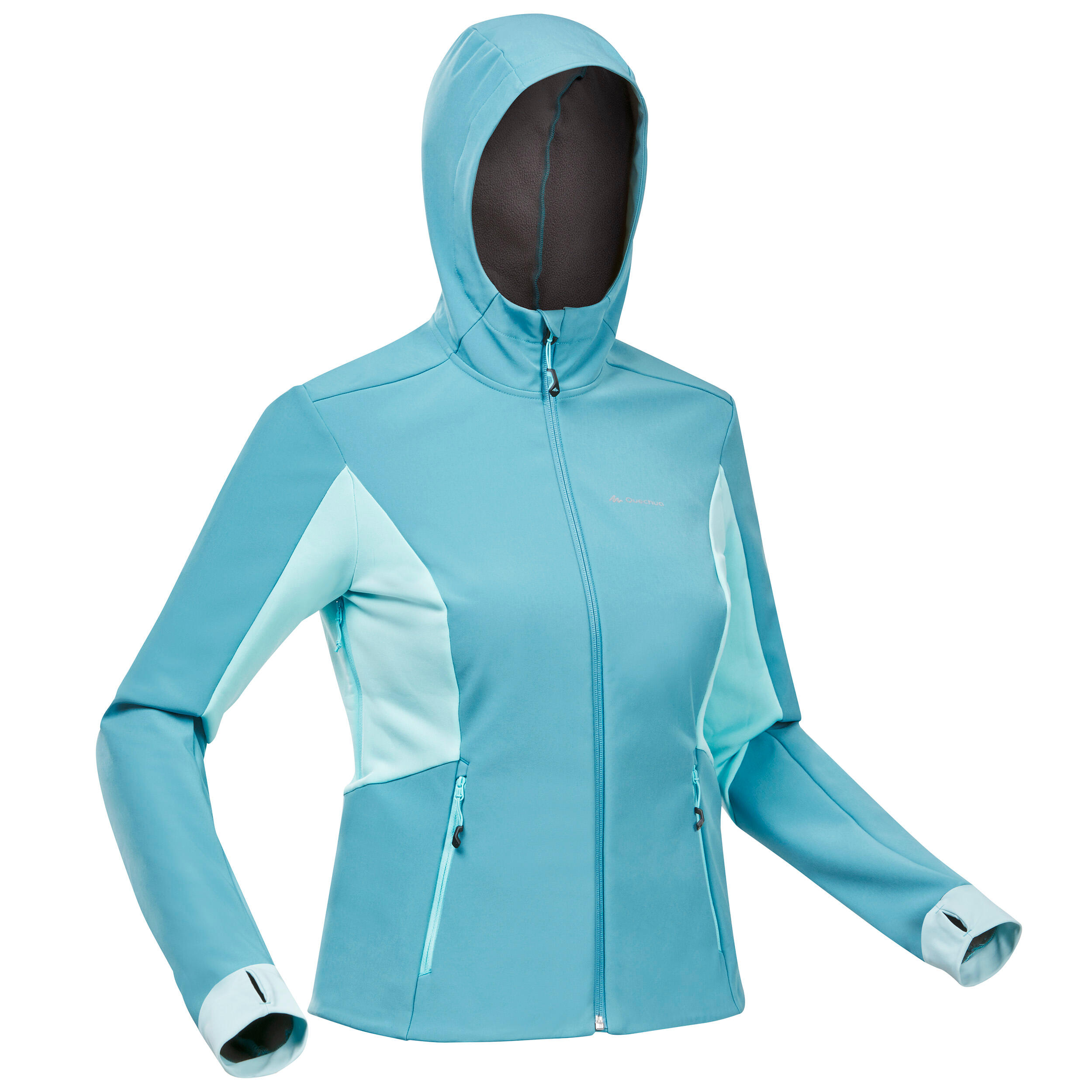 Forclaz Softshelljacke Bergtrekking MT500 Windwarm winddicht Damen schwarz