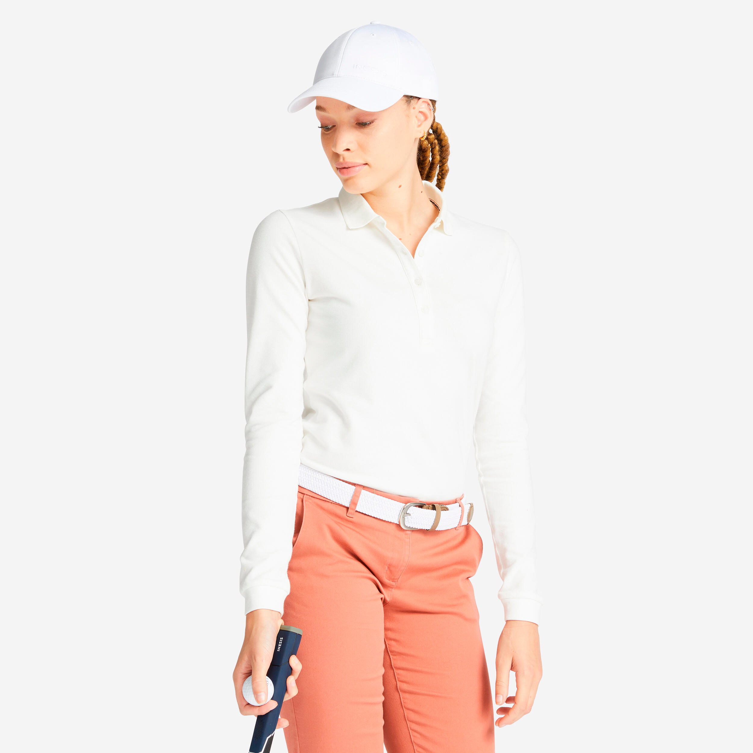 Inesis Golf Poloshirt langarm MW500 Damen marineblau