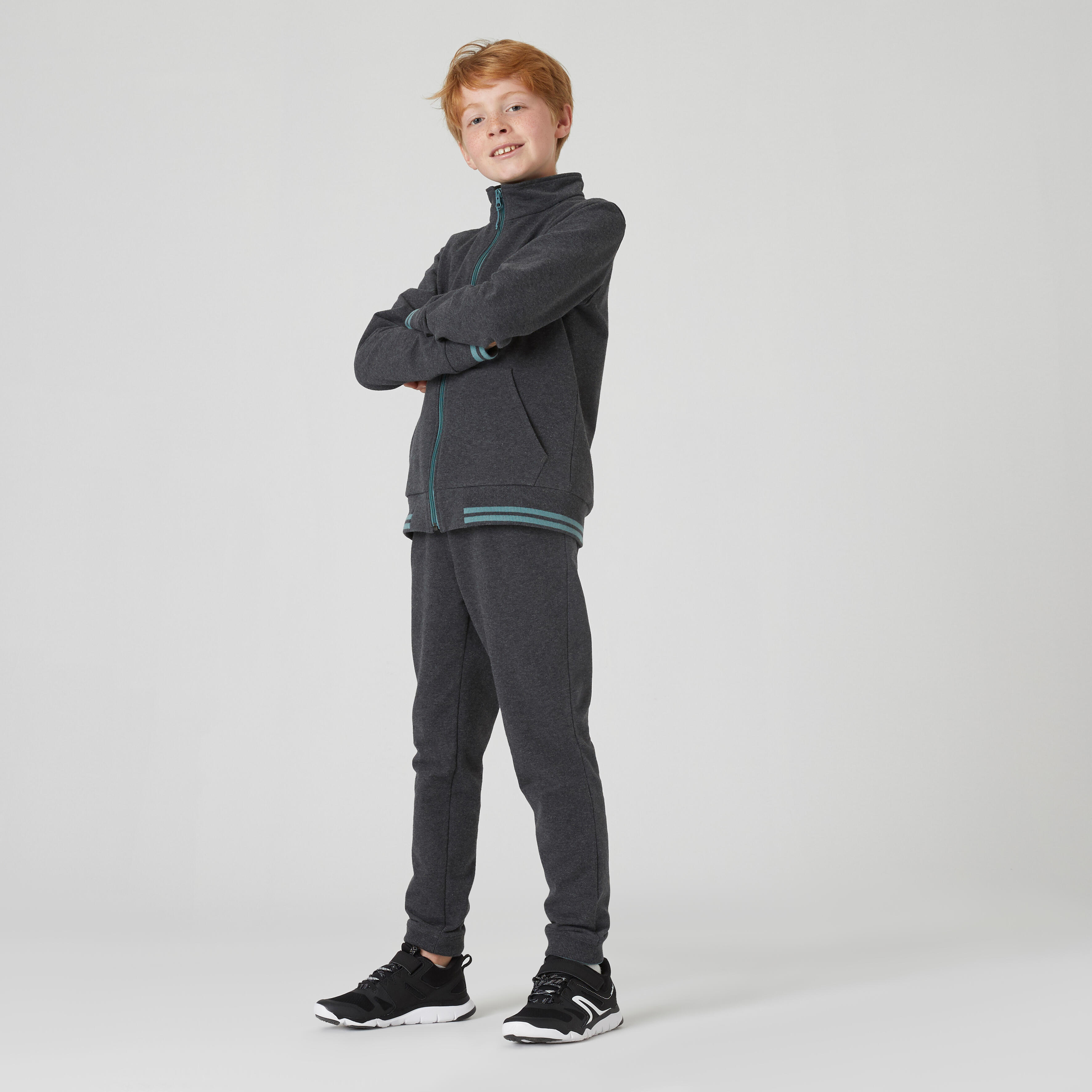 Domyos Trainingsanzug Kinder warm - 500 grau/marineblau