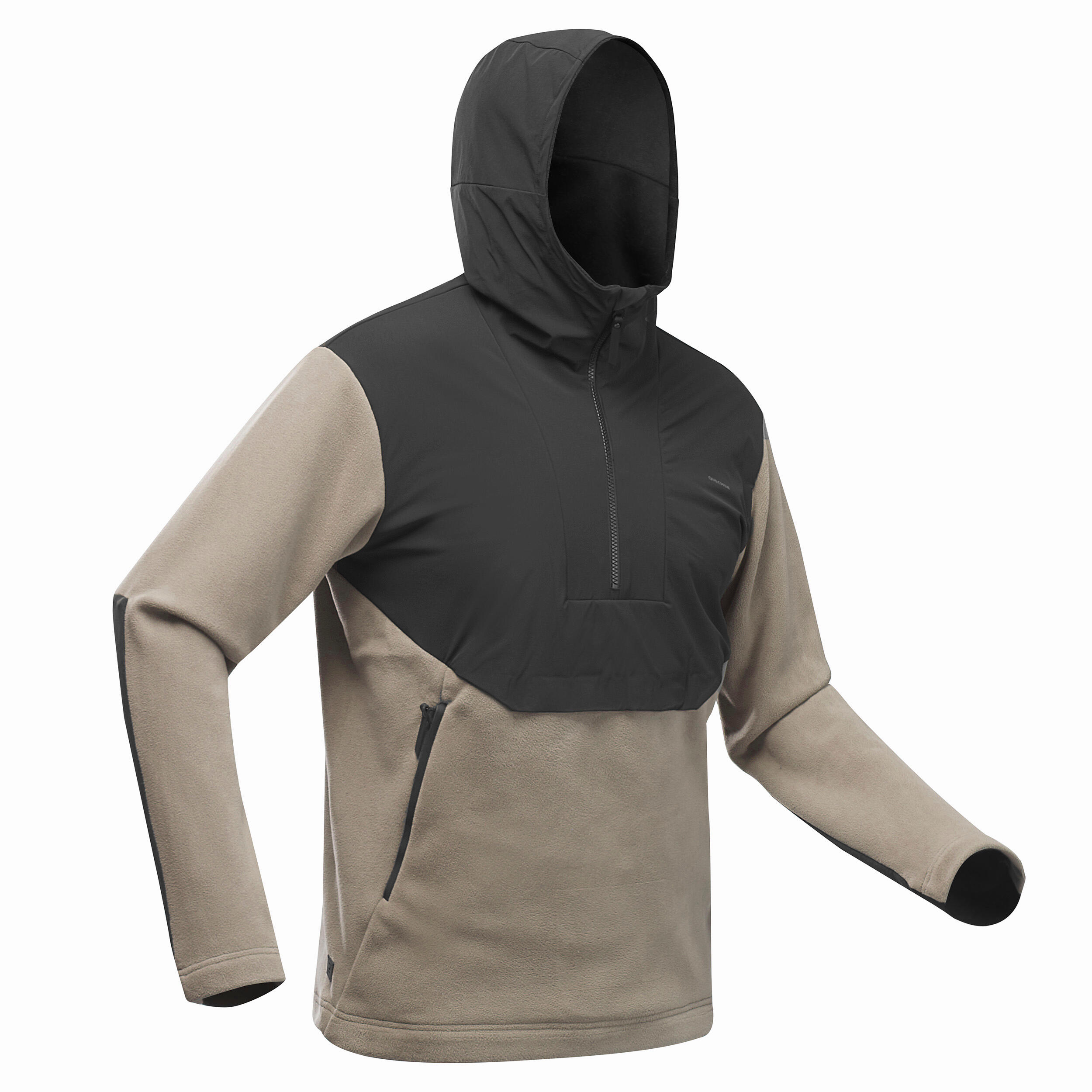 Quechua Fleecepullover Bergwandern MH500 Hoody warm Herren grau