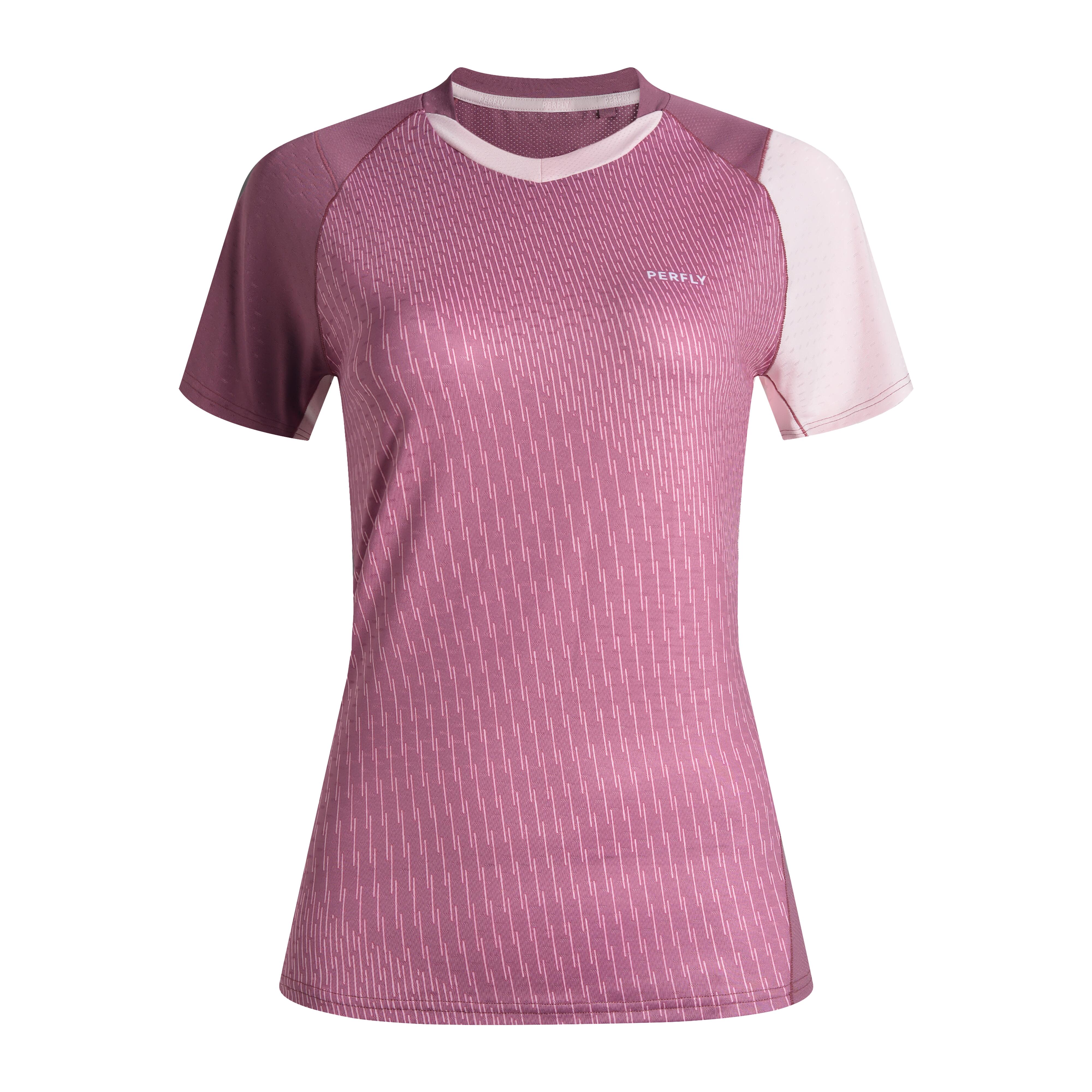 Perfly T-Shirt Damen Badminton 560 dunkelrosa