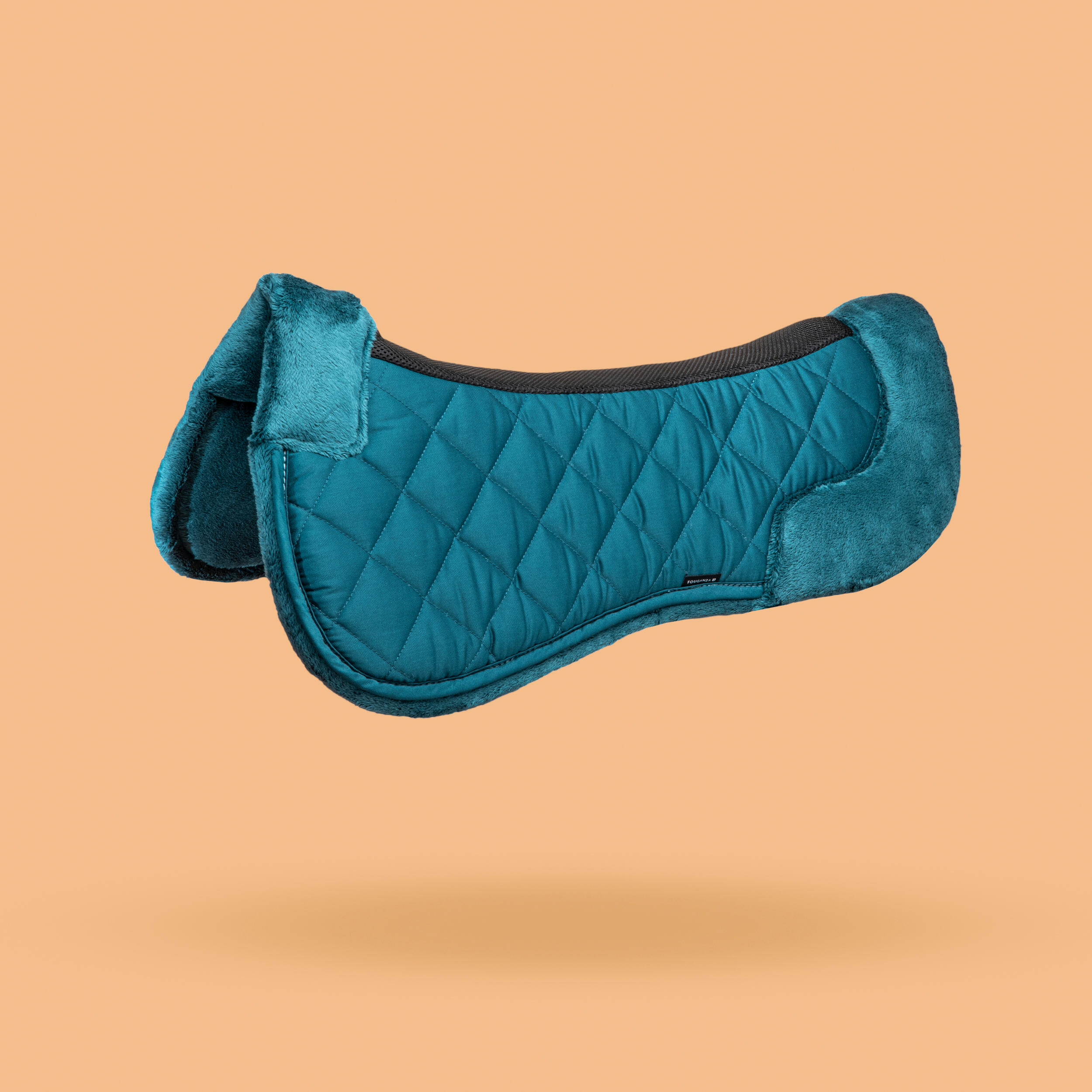 Fouganza Sattelpad 500 Pony/Pferd Synthetik-Lammfell dunkelpetrol