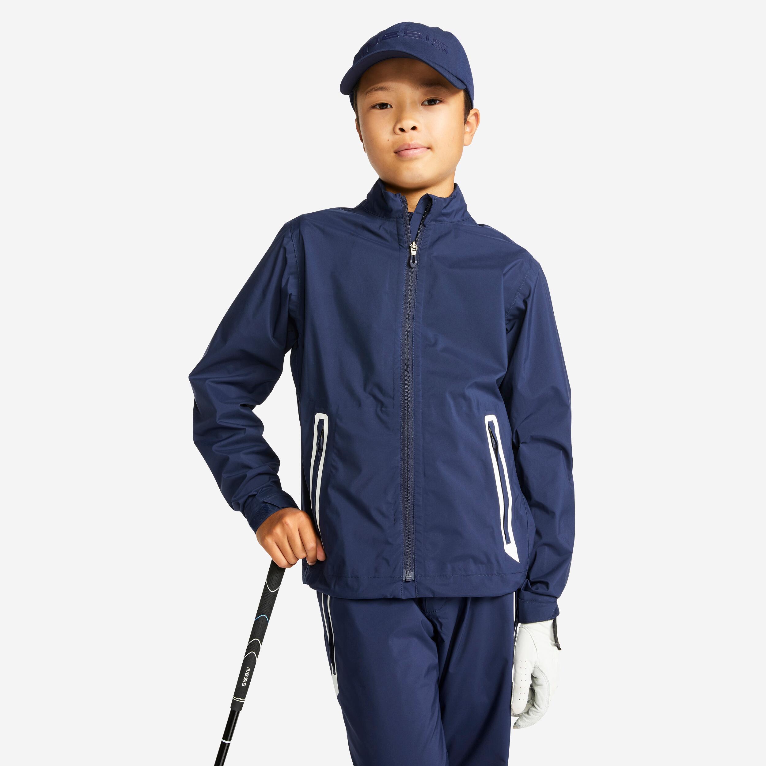 Inesis Golf Regenjacke wasserdicht RW500 Kinder marineblau