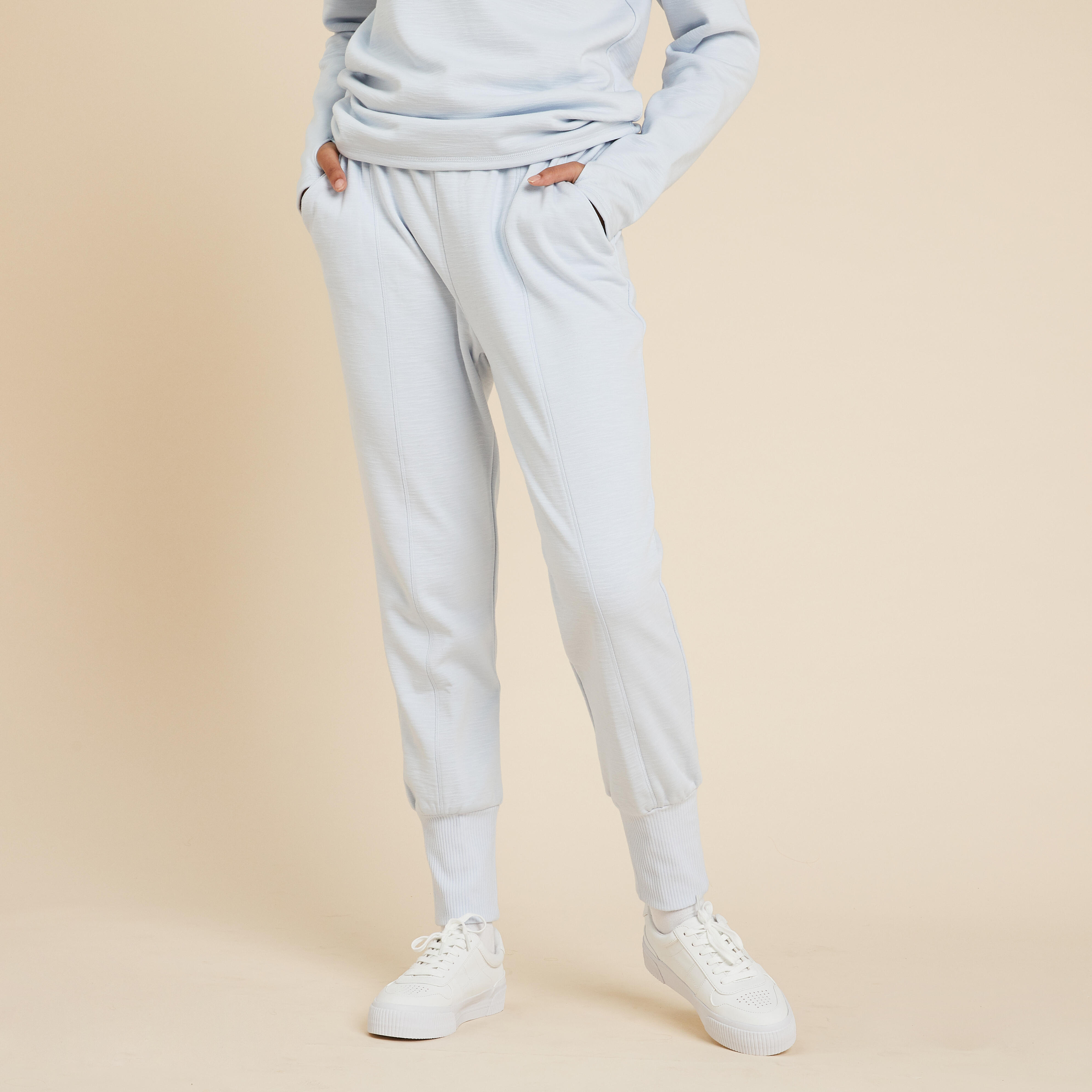 Kimjaly Karottenhose sanftes Yoga Damen hellblau