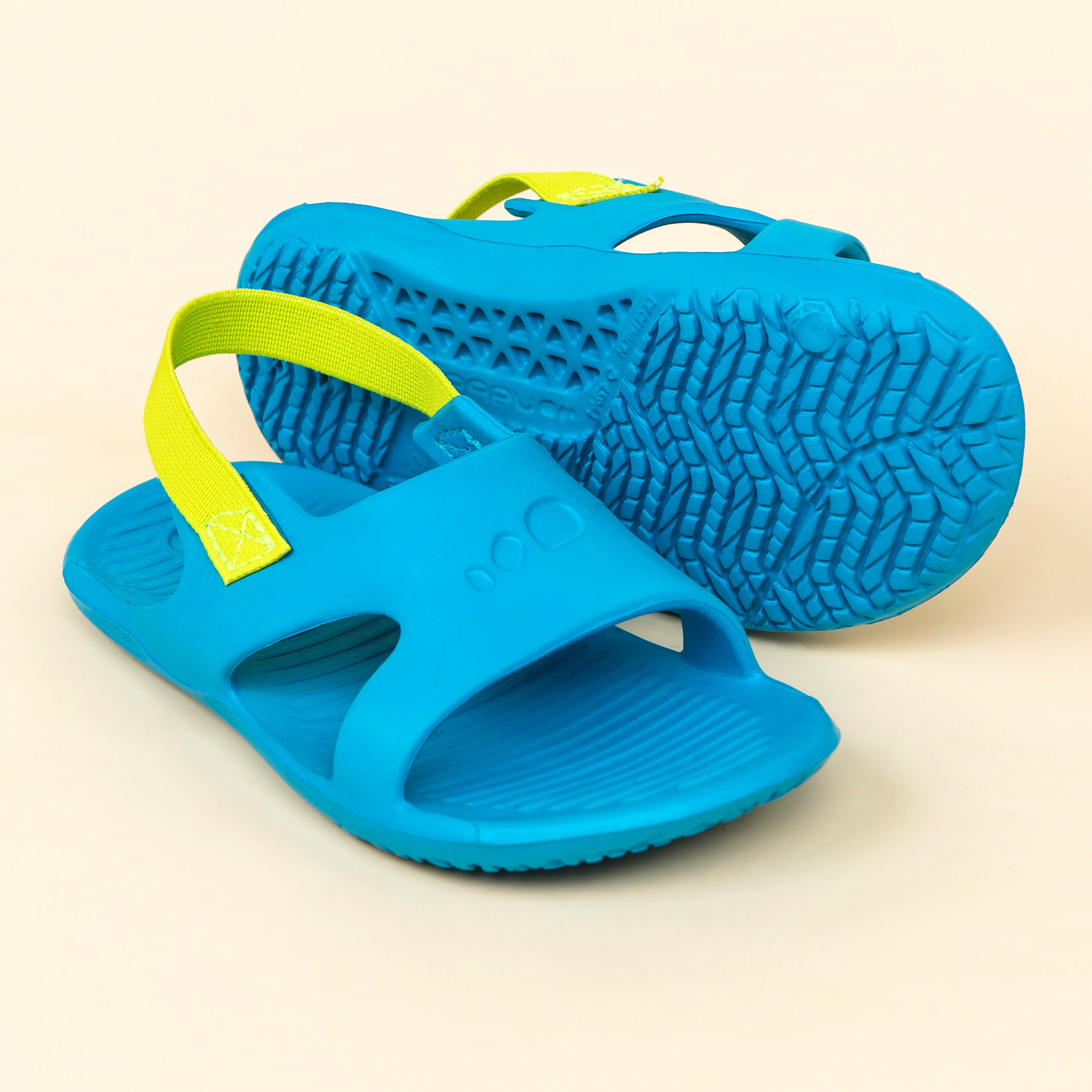 Nabaiji Badelatschen Slap 100 Basic Kinder blau/grün