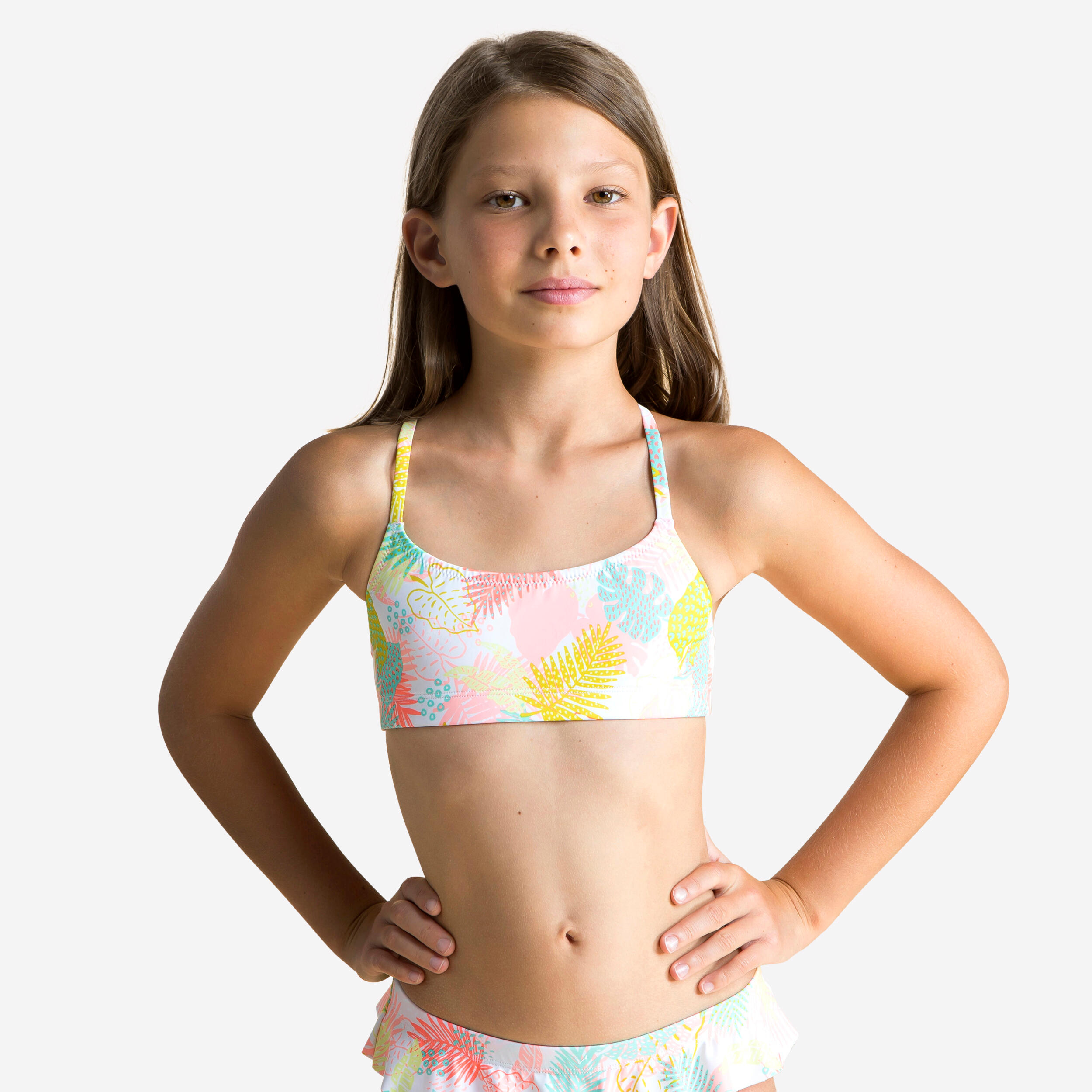 Nabaiji Sportbikini Oberteil Lila Ama weiss