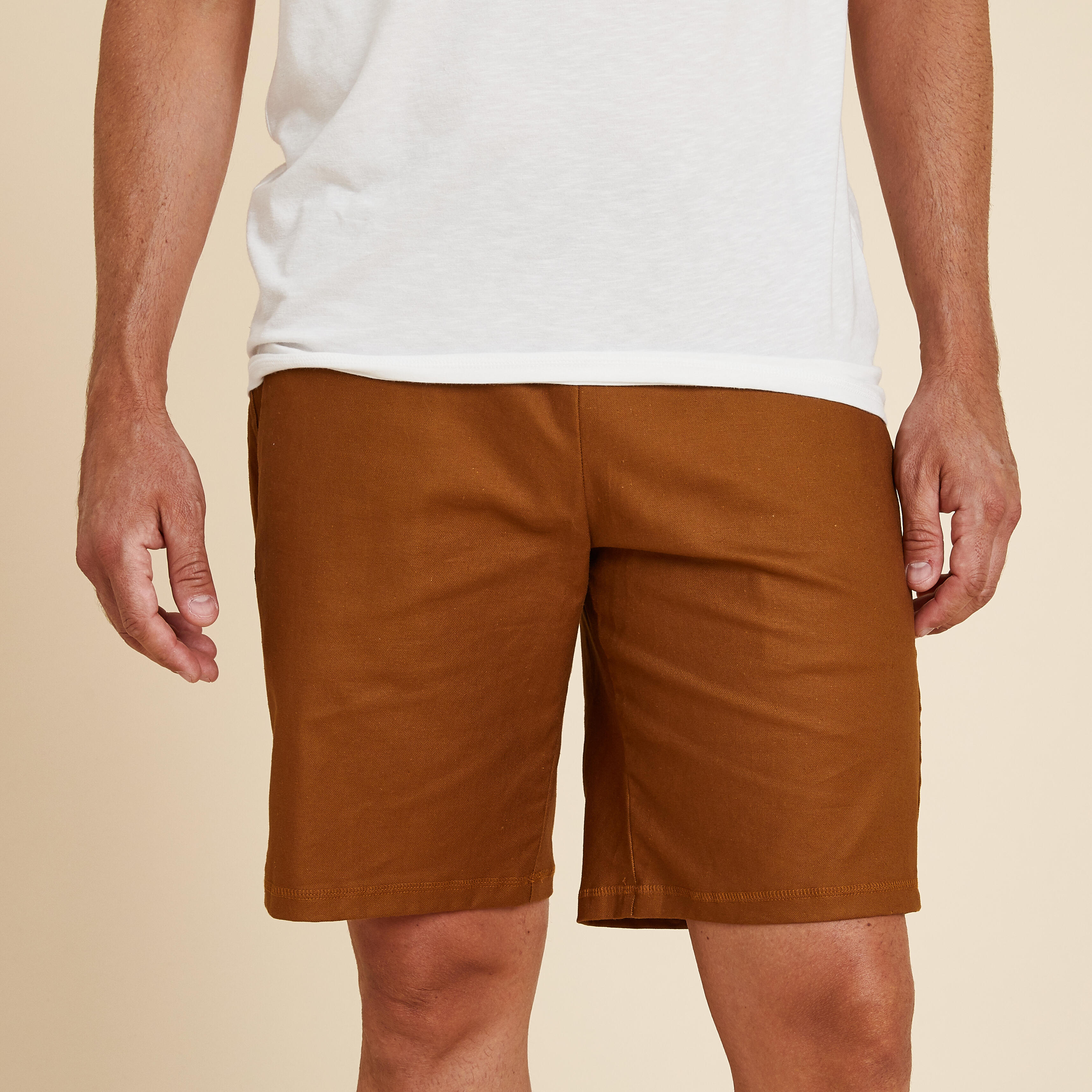 Kimjaly Shorts Yoga Leinen Baumwolle Herren braun