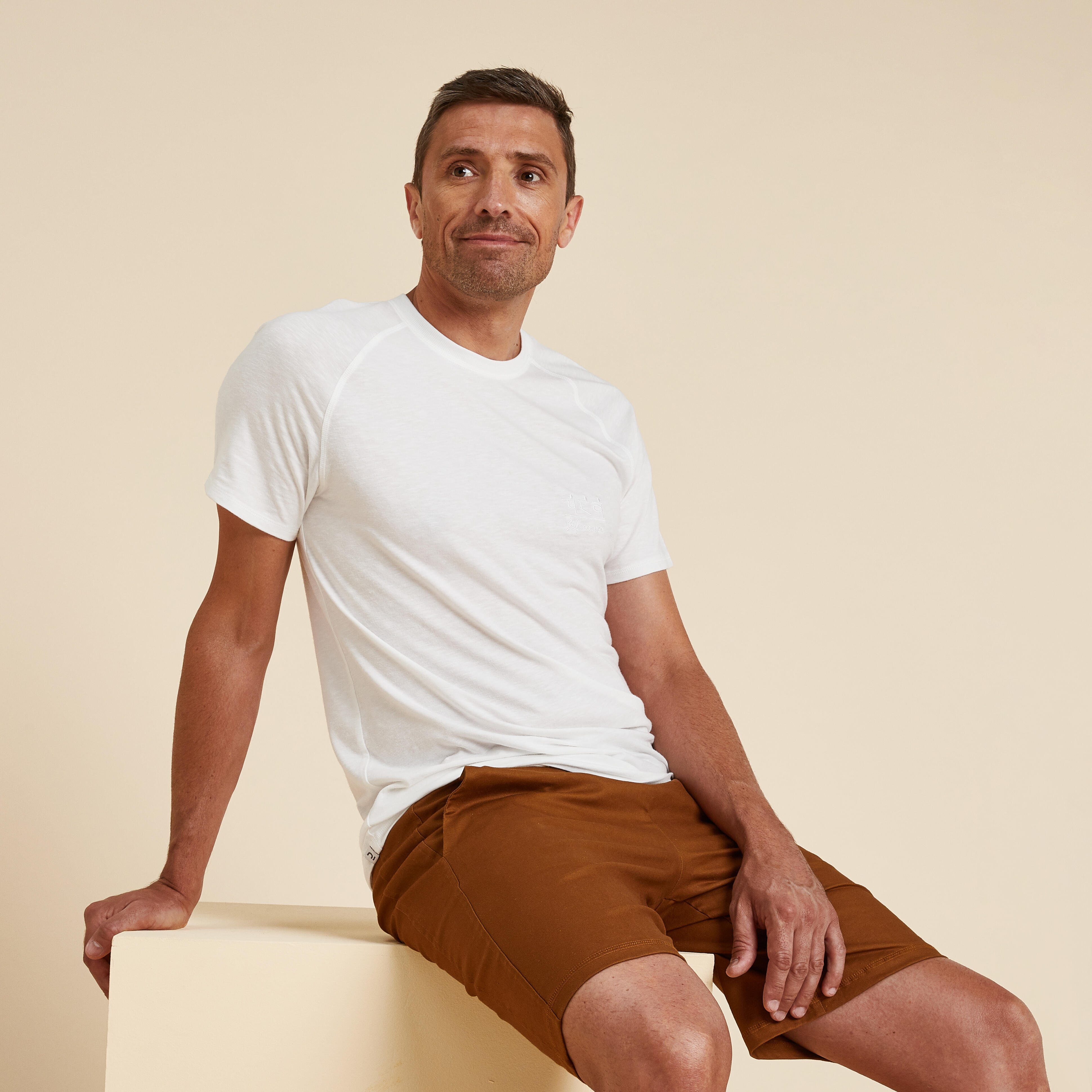 Kimjaly T-Shirt kurzarm sanftes Yoga Self Connect Herren weiss