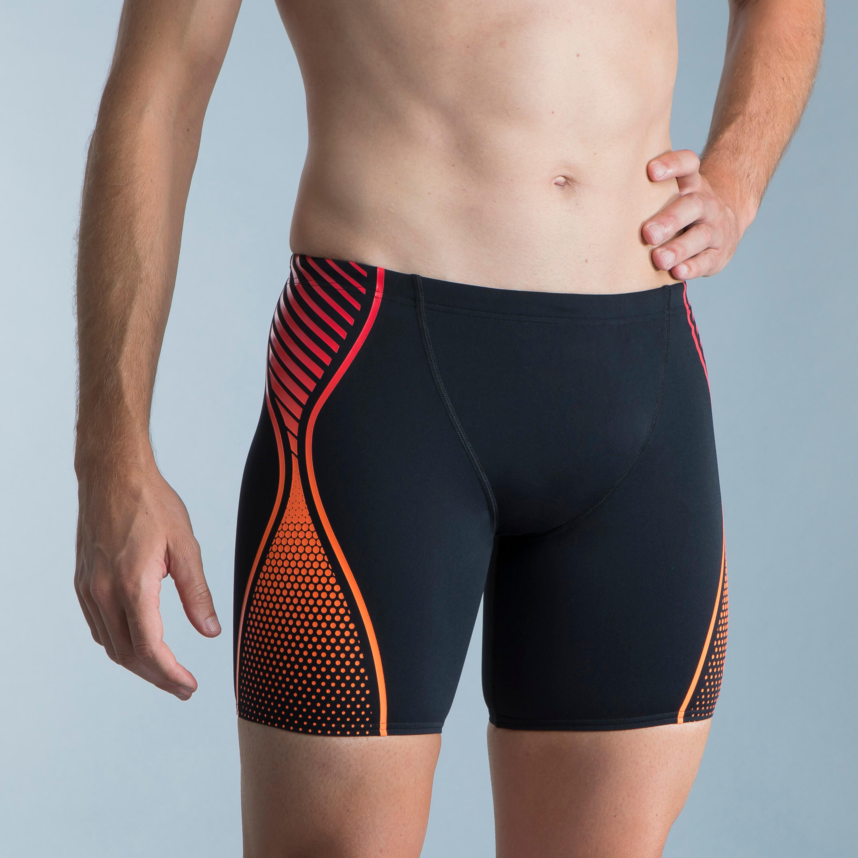 Speedo Badehose Boxer lang Speedo Herren schwarz/orange/rot