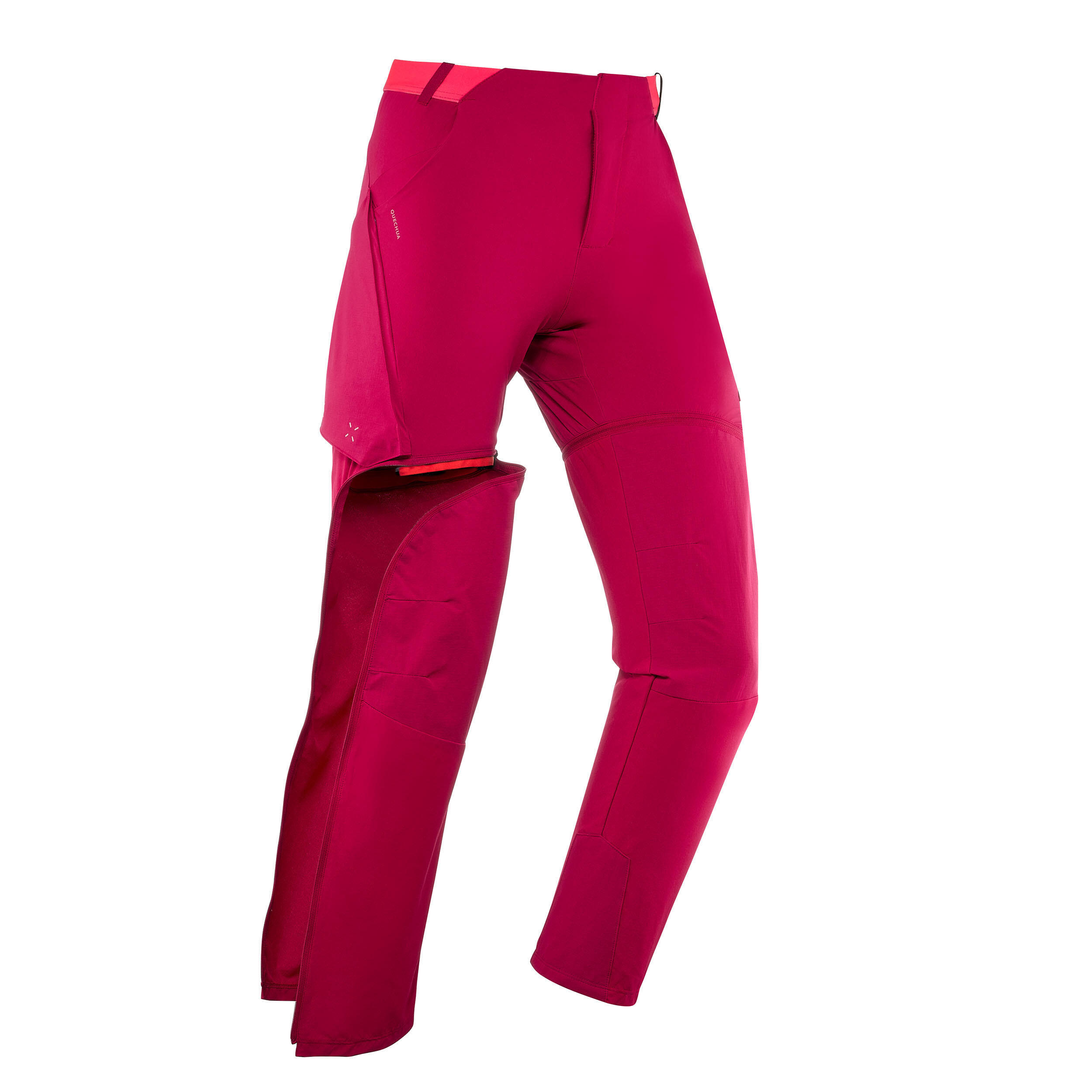 Quechua Wanderhose Zip-Off-Hose Bergwandern MH500 Kinder Gr. 122–170 rot