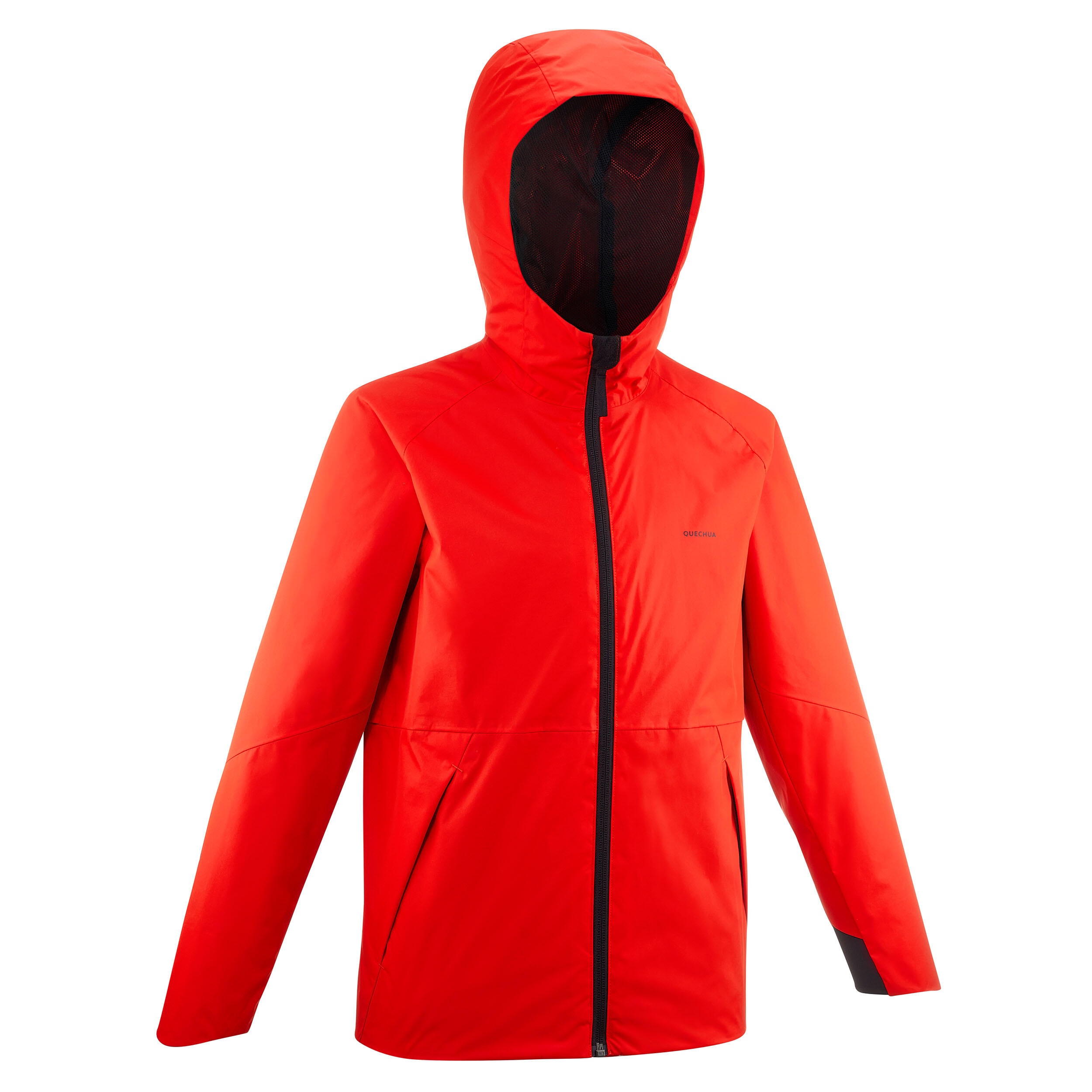 Quechua Wanderjacke MH500 wasserdicht Kinder Gr. 122–170 grau/rot