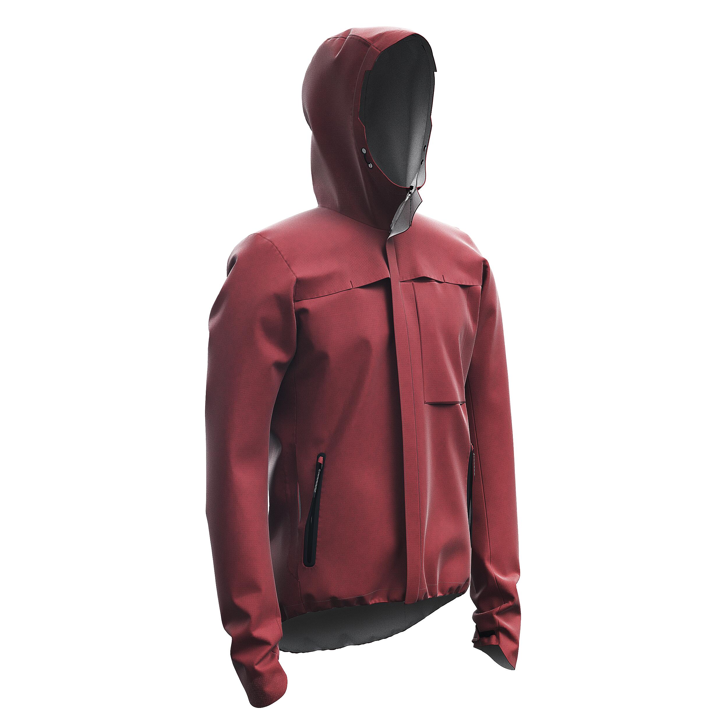 Triban Regenjacke Fahrrad Gravel rot