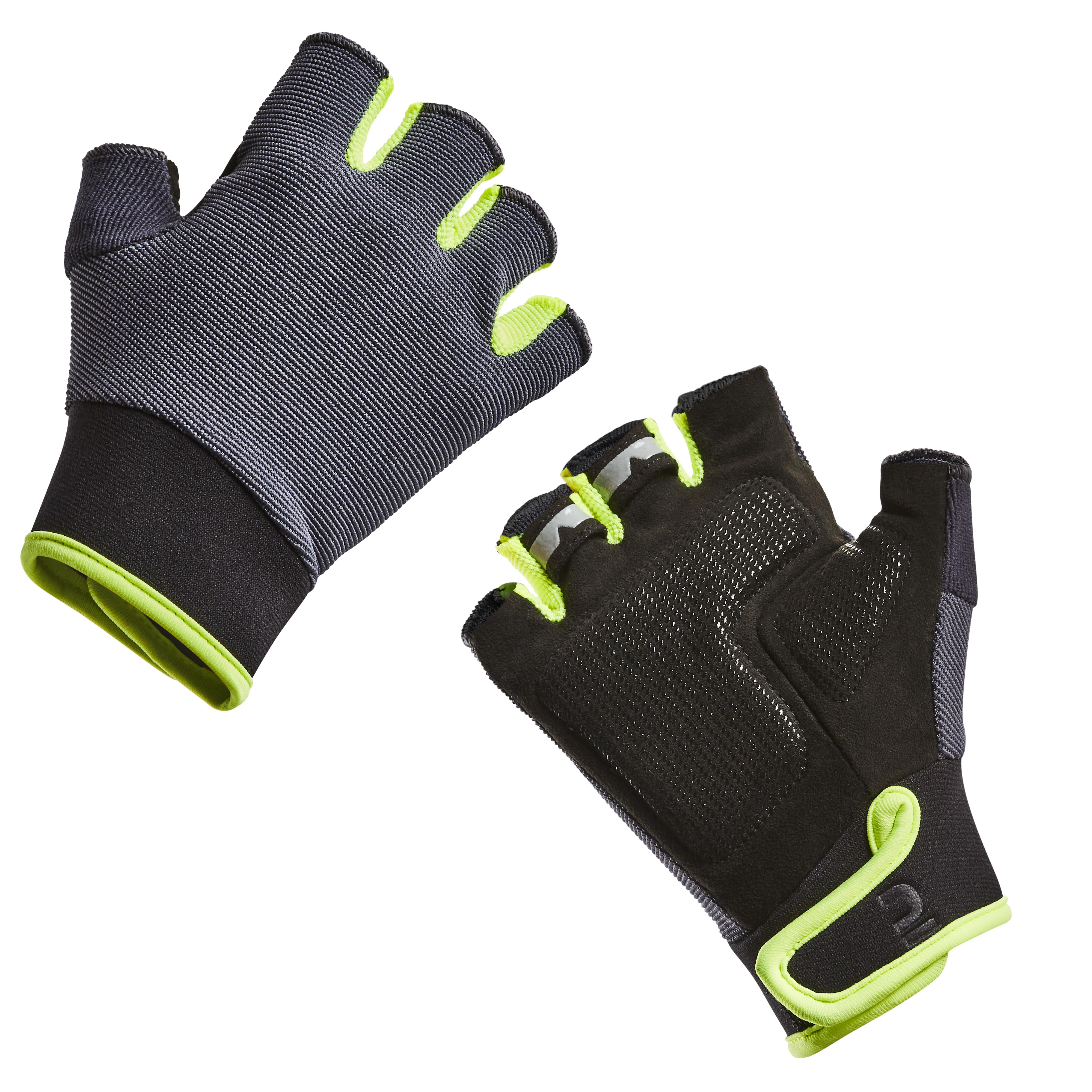 Btwin Fahrradhandschuhe 500 Kinder schwarz/gelb