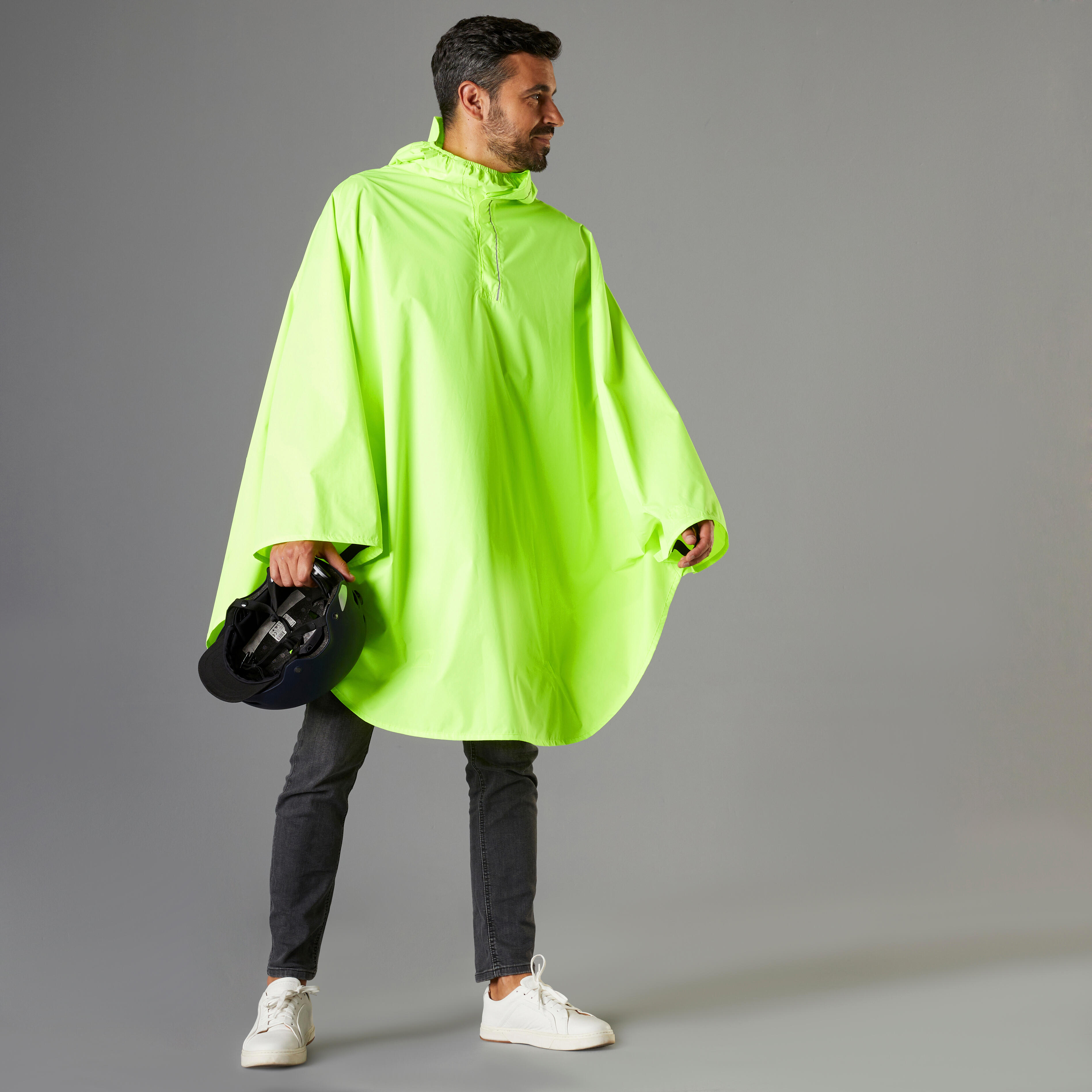Btwin Fahrrad Regenponcho City 120 Sichtbarkeit PSA-zertifiziert neongelb