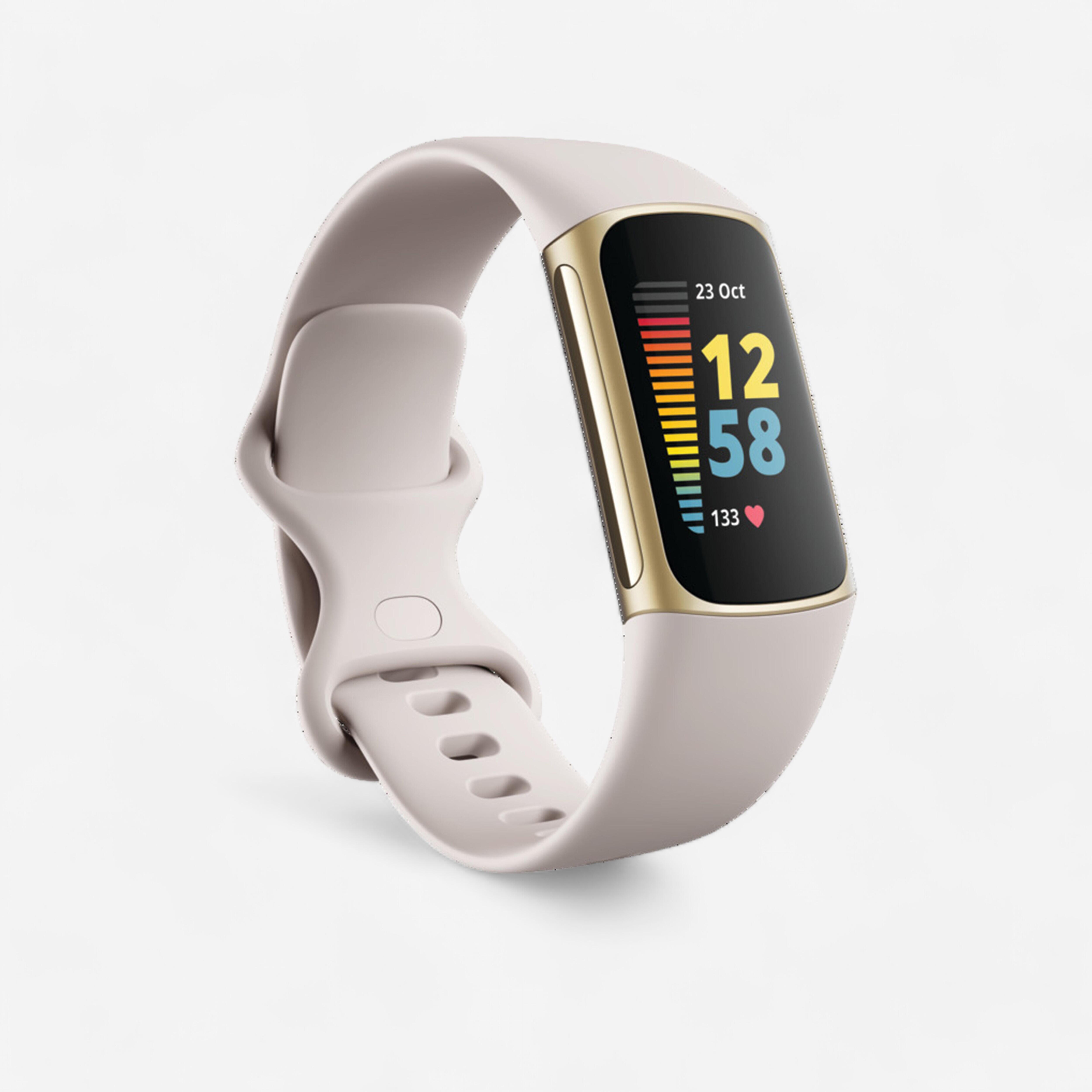 Fitbit Fitness-Tracker Fitbit Sport/Gesundheit Charge 5 weiss/gold