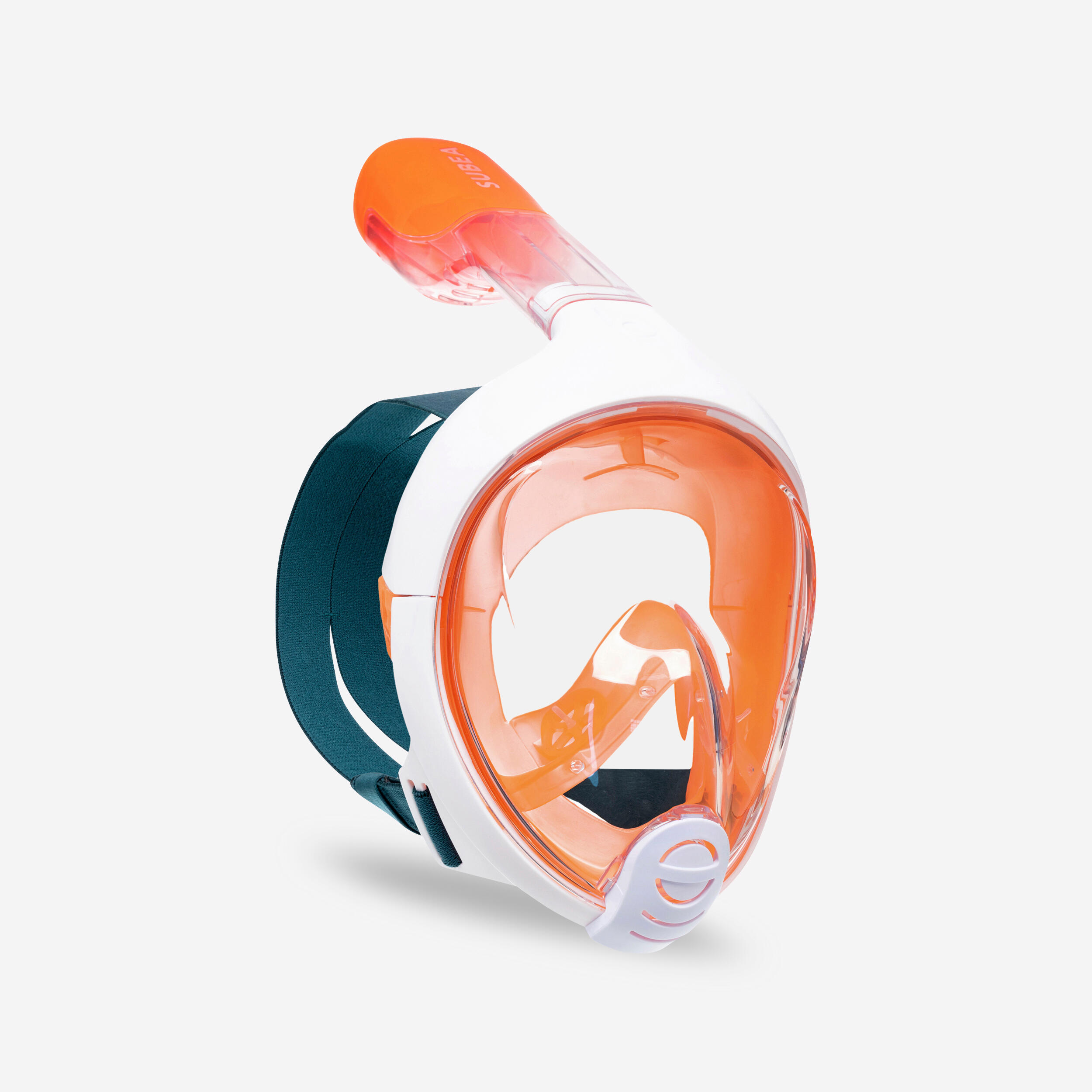 Subea Schnorchelmaske Easybreath Kinder 6–10 Jahre orange/petrol