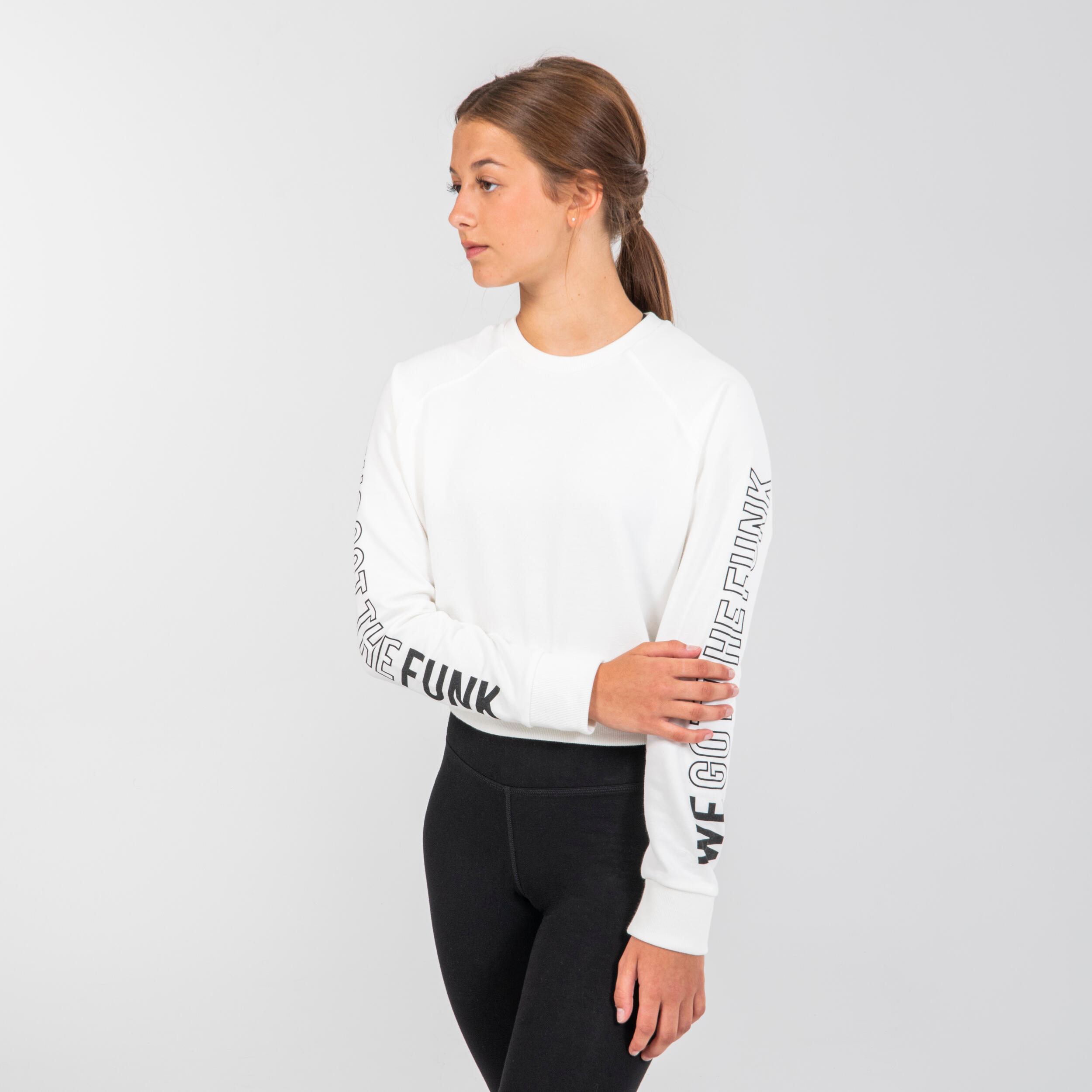 Starever Sweatshirt Crop Top Modern Dance Mädchen weiss