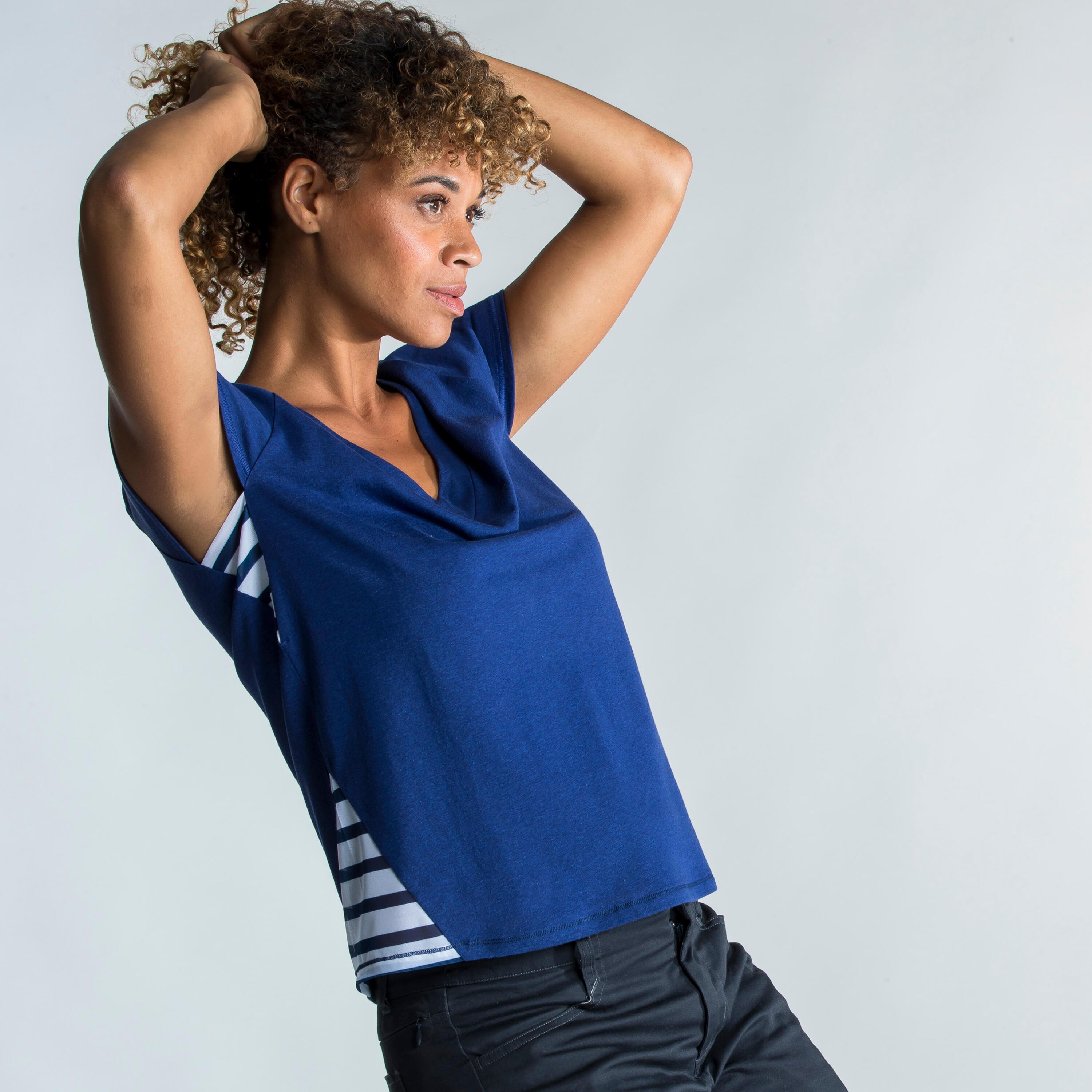 Tribord Segelshirt kurzarm Sailing 100 leicht Damen blau