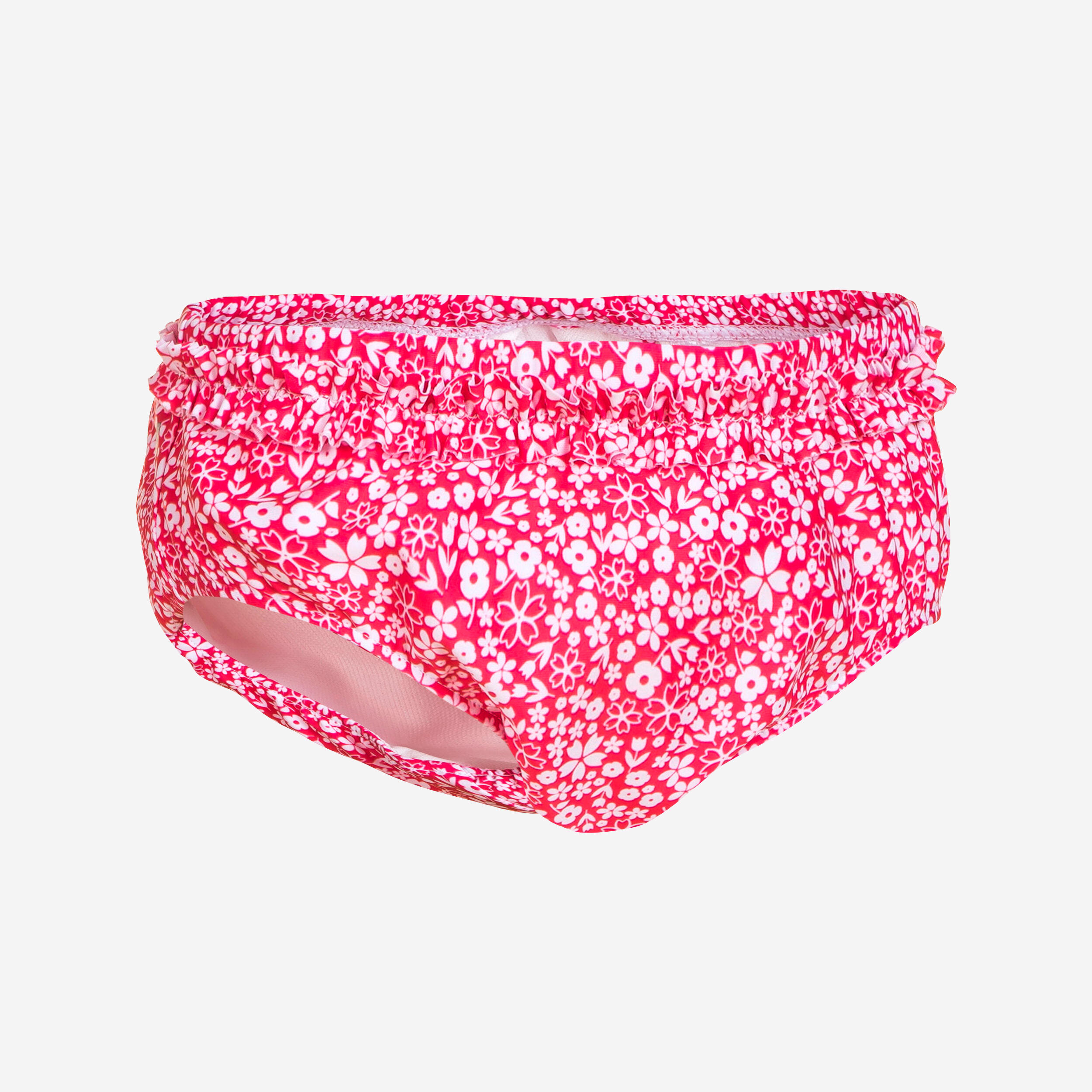 Nabaiji Windel-Badehose waschbar Baby bedruckt Blumen rosa