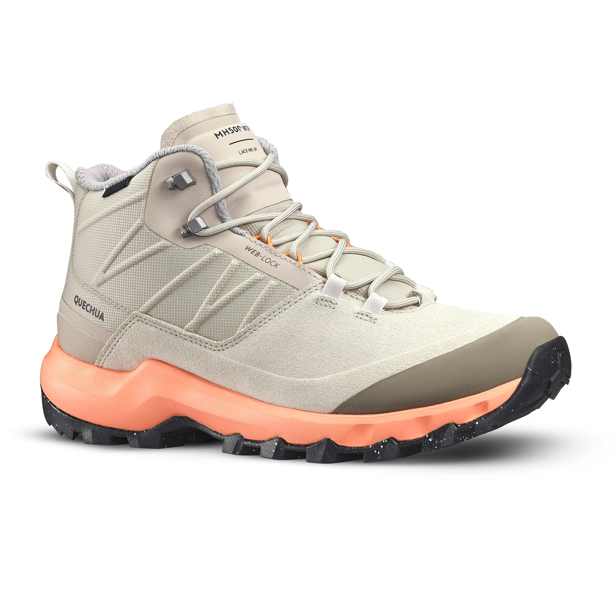 Quechua Wanderschuhe Bergwandern MH500 halbhoch wasserdicht Damen rot