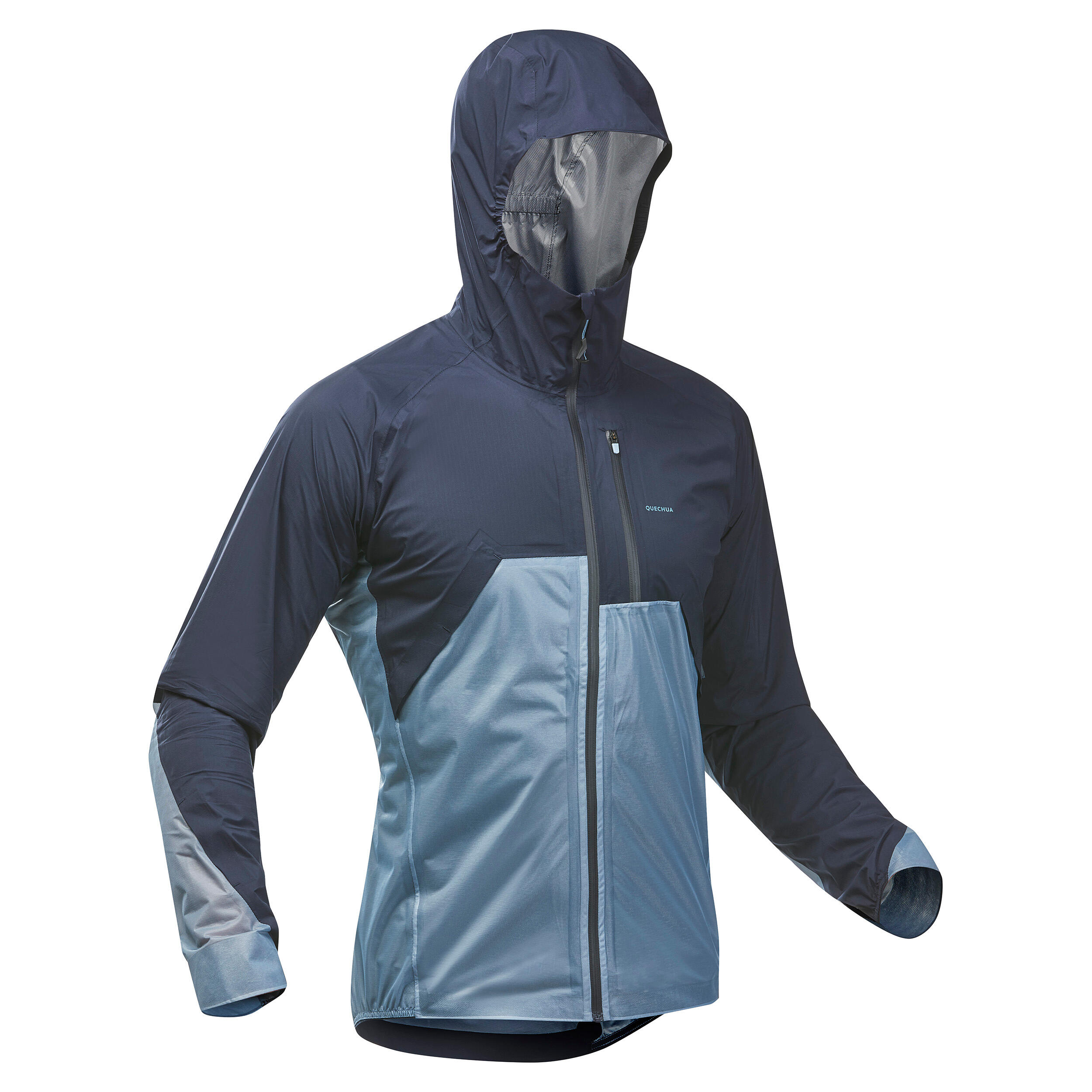 Quechua Wanderjacke Hybridjacke Speed Hiking FH900 ultraleicht Herren blaugrau