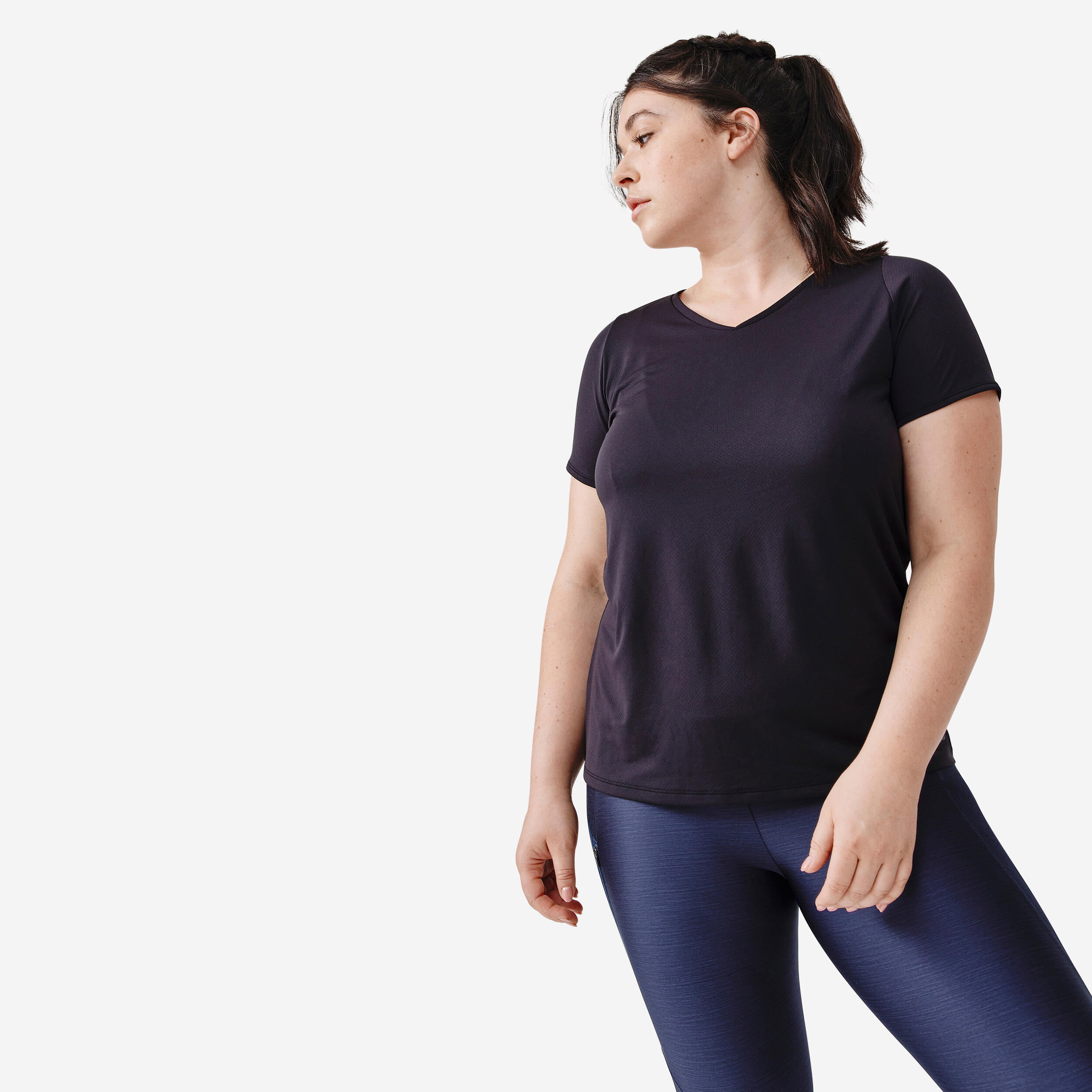 Kalenji Laufshirt kurzarm atmungsaktiv Dry Damen schwarz